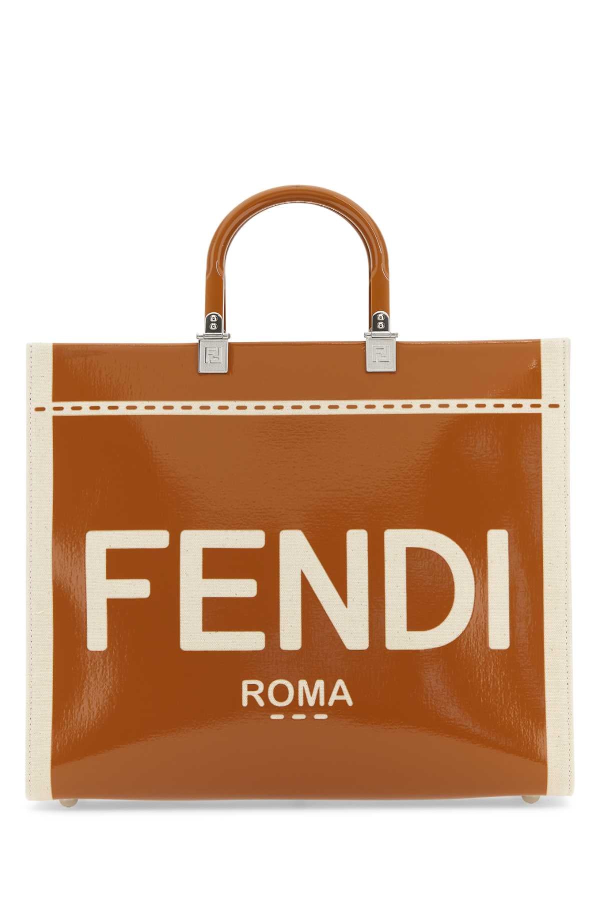 Fendi Women Two-Tone Canvas Medium Sunshine Shopping Bag