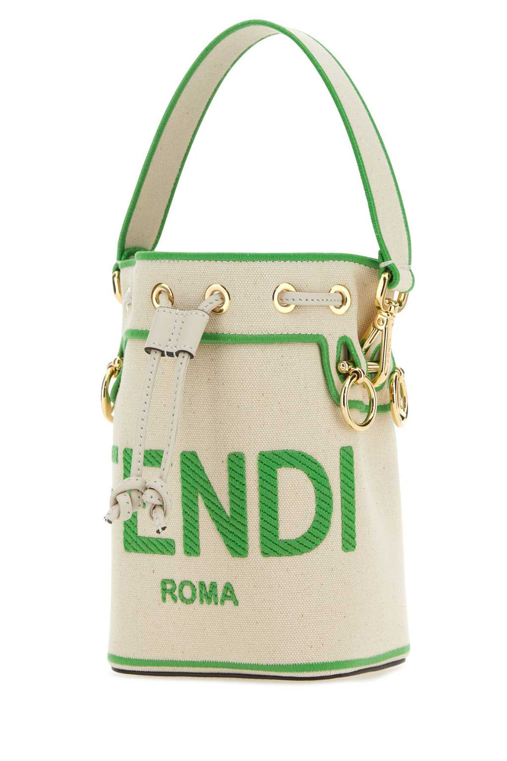 Fendi Women Sand Canvas Mini Mon Tresor Bucket Bag