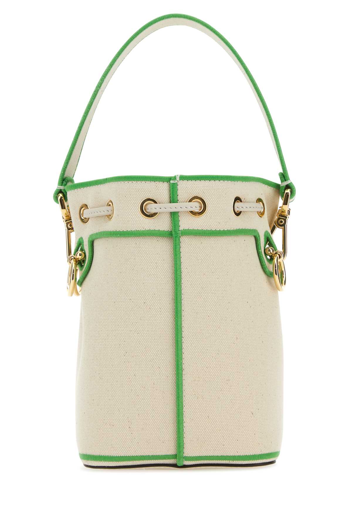 Fendi Women Sand Canvas Mini Mon Tresor Bucket Bag
