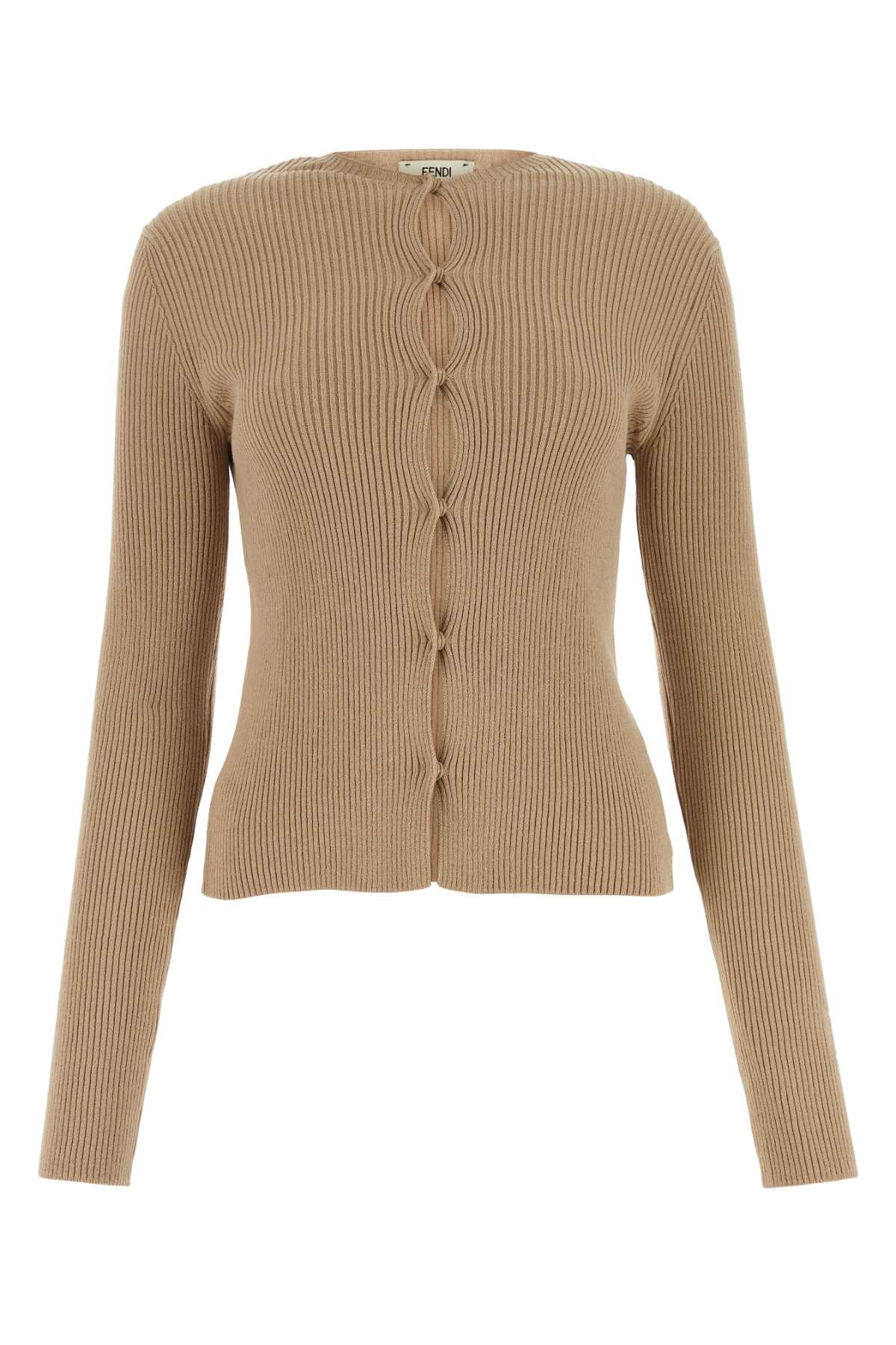 Fendi Women Biscuit Cotton Blend Cardigan