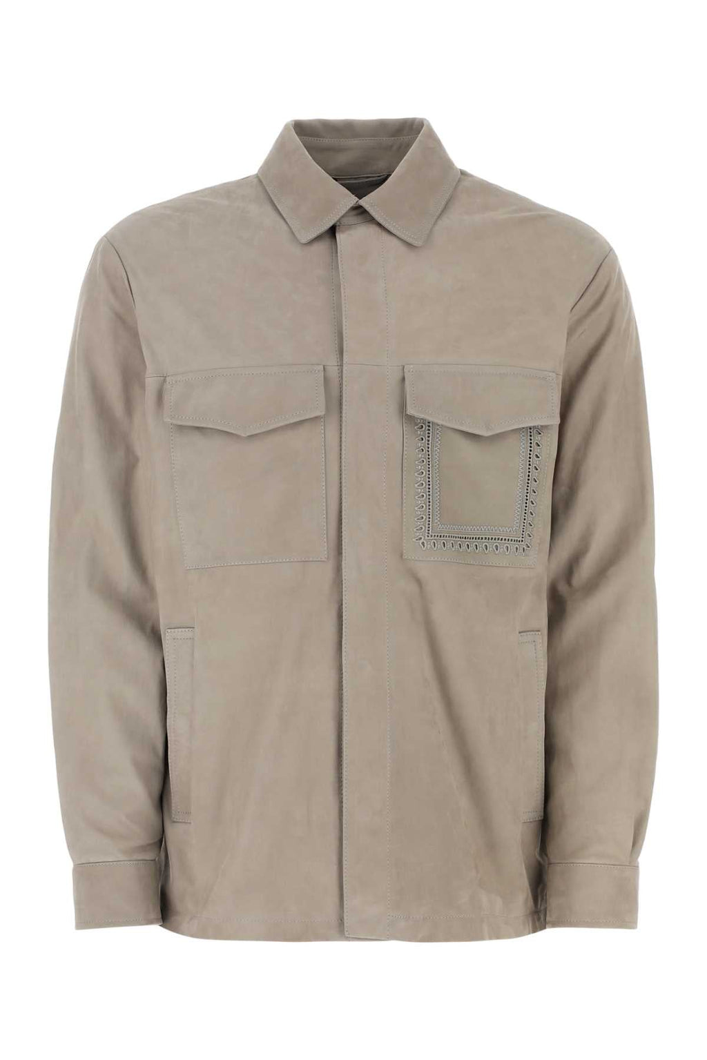 Etro Men Dove Grey Suede Shirt