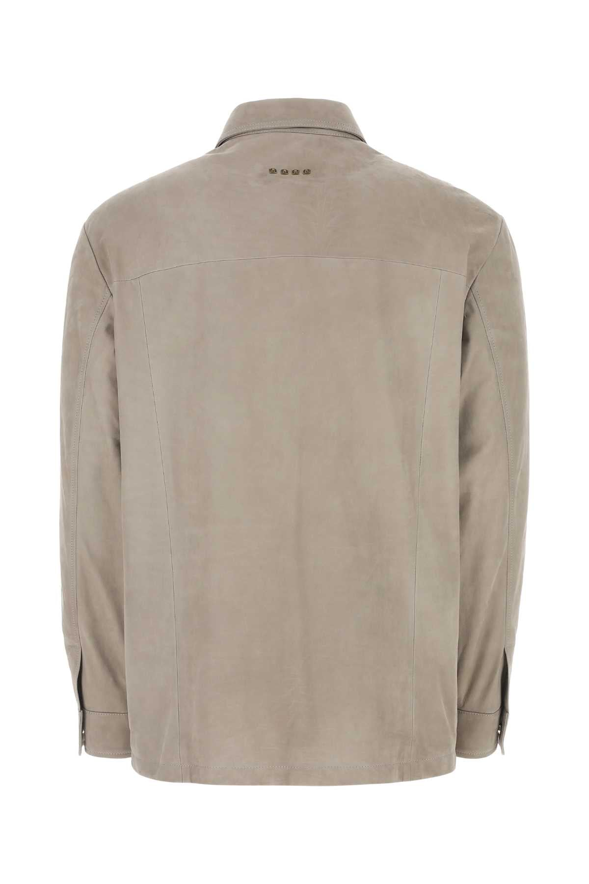 Etro Men Dove Grey Suede Shirt
