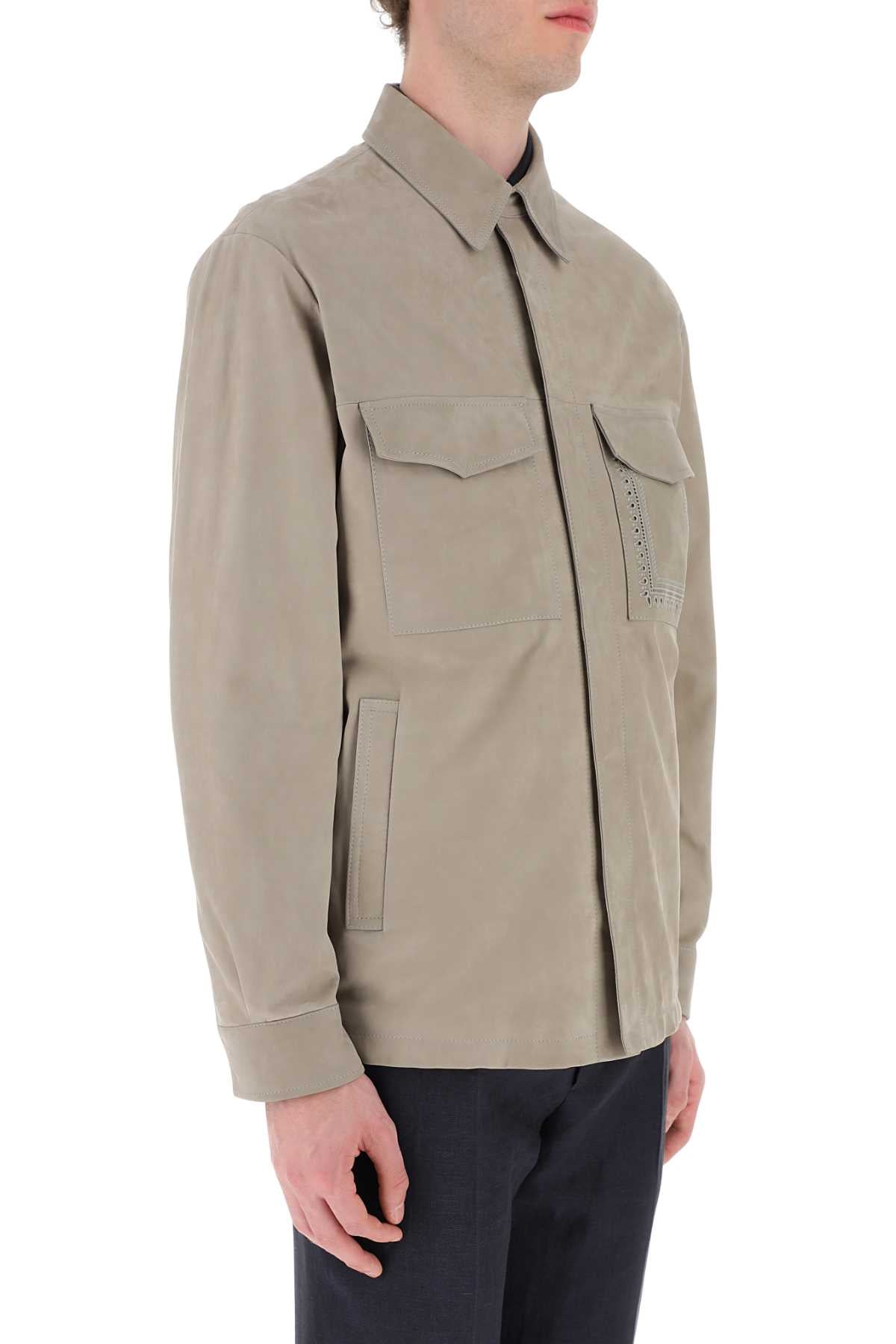 Etro Men Dove Grey Suede Shirt