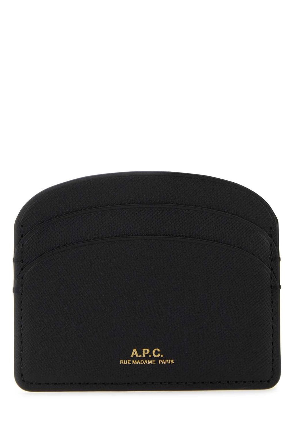 A.P.C. Women Black Leather Demi-Lune Card Holder