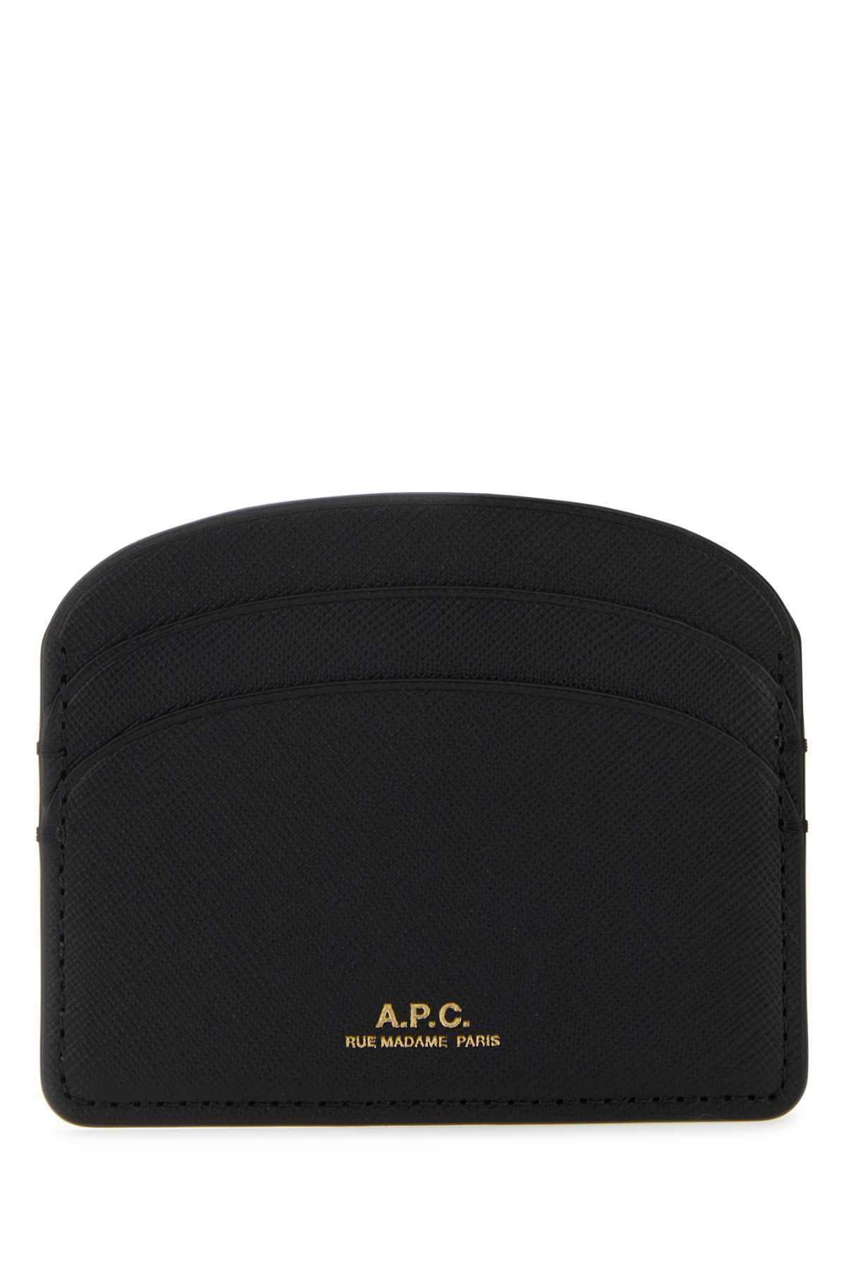 A.P.C. Women Black Leather Demi-Lune Card Holder