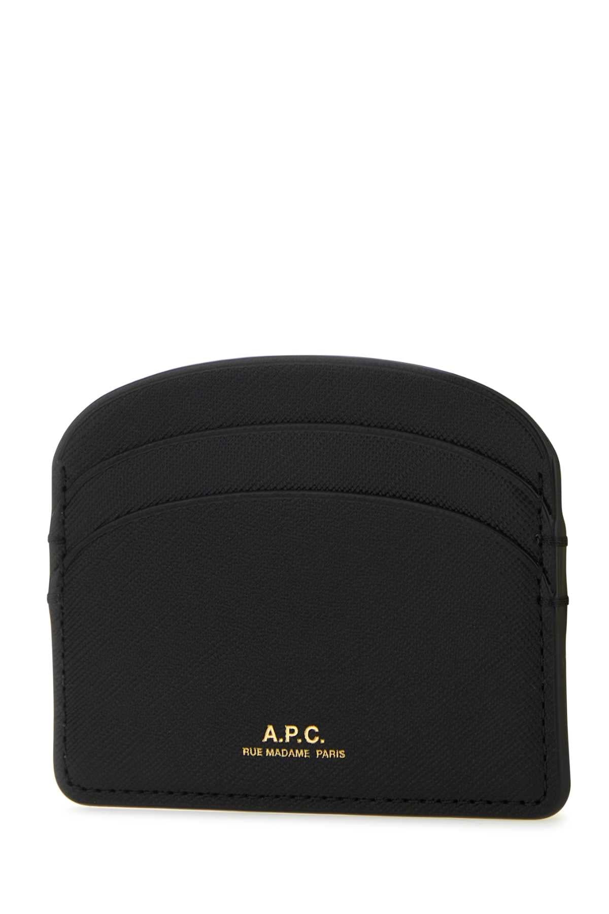 A.P.C. Women Black Leather Demi-Lune Card Holder