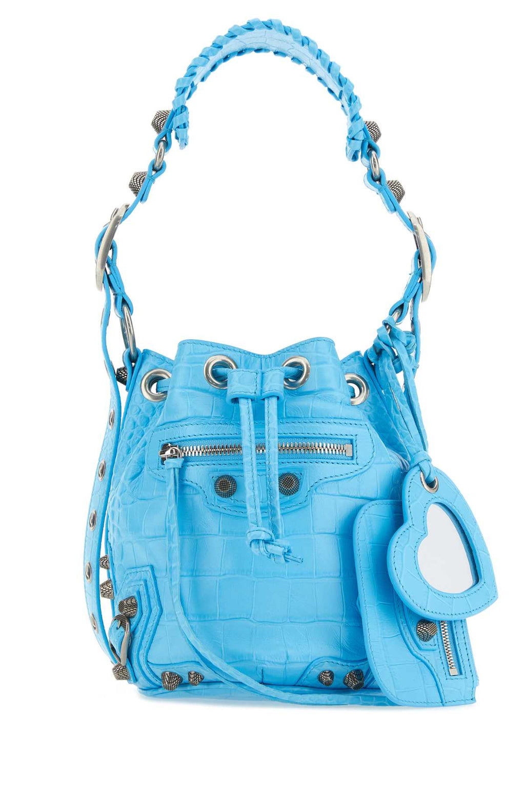 Balenciaga Women Light-Blue Leather Le Cagole Xs Bucket Bag