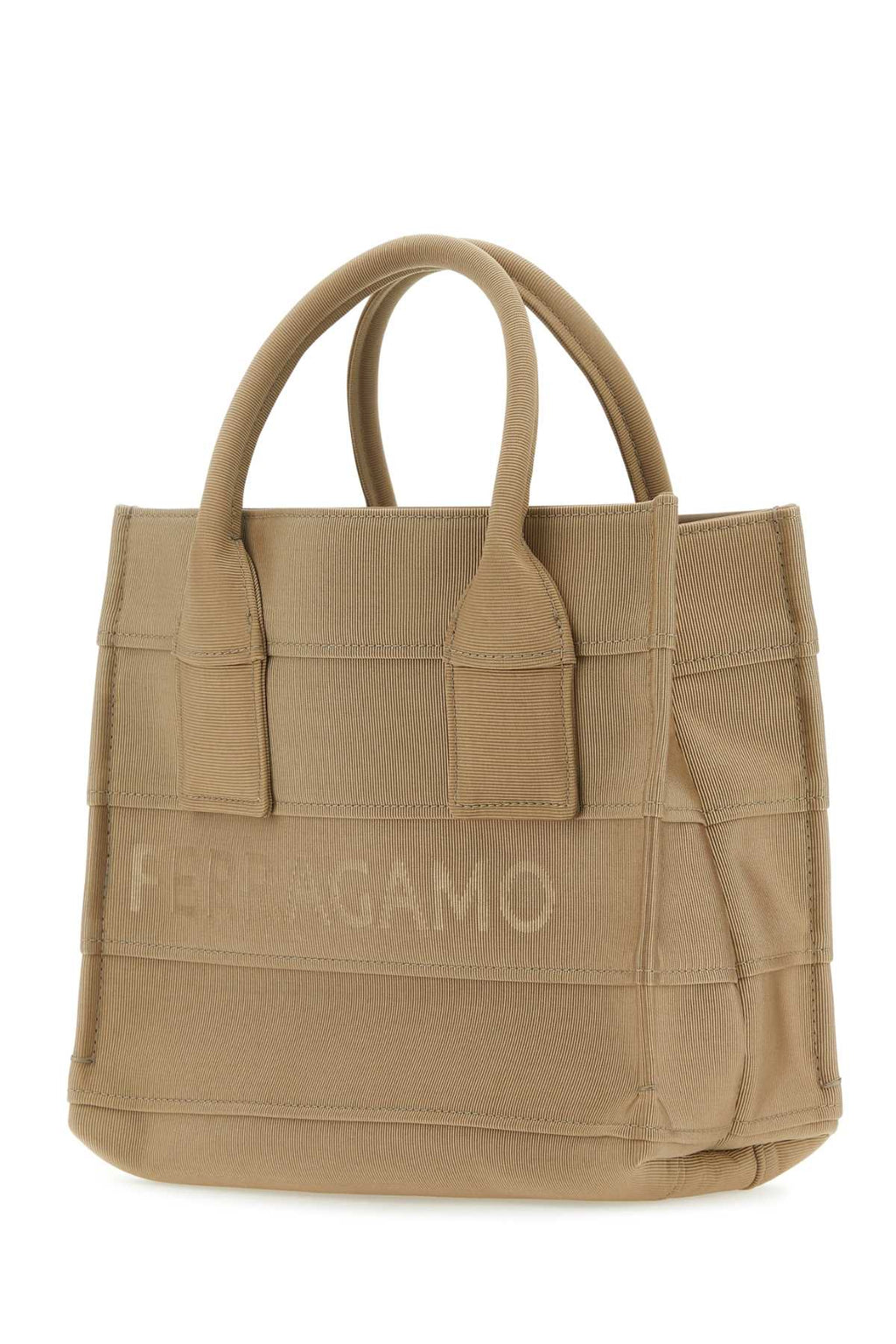 Bolsa de praia feminina Salvatore Ferragamo em tecido bege, tamanho P.