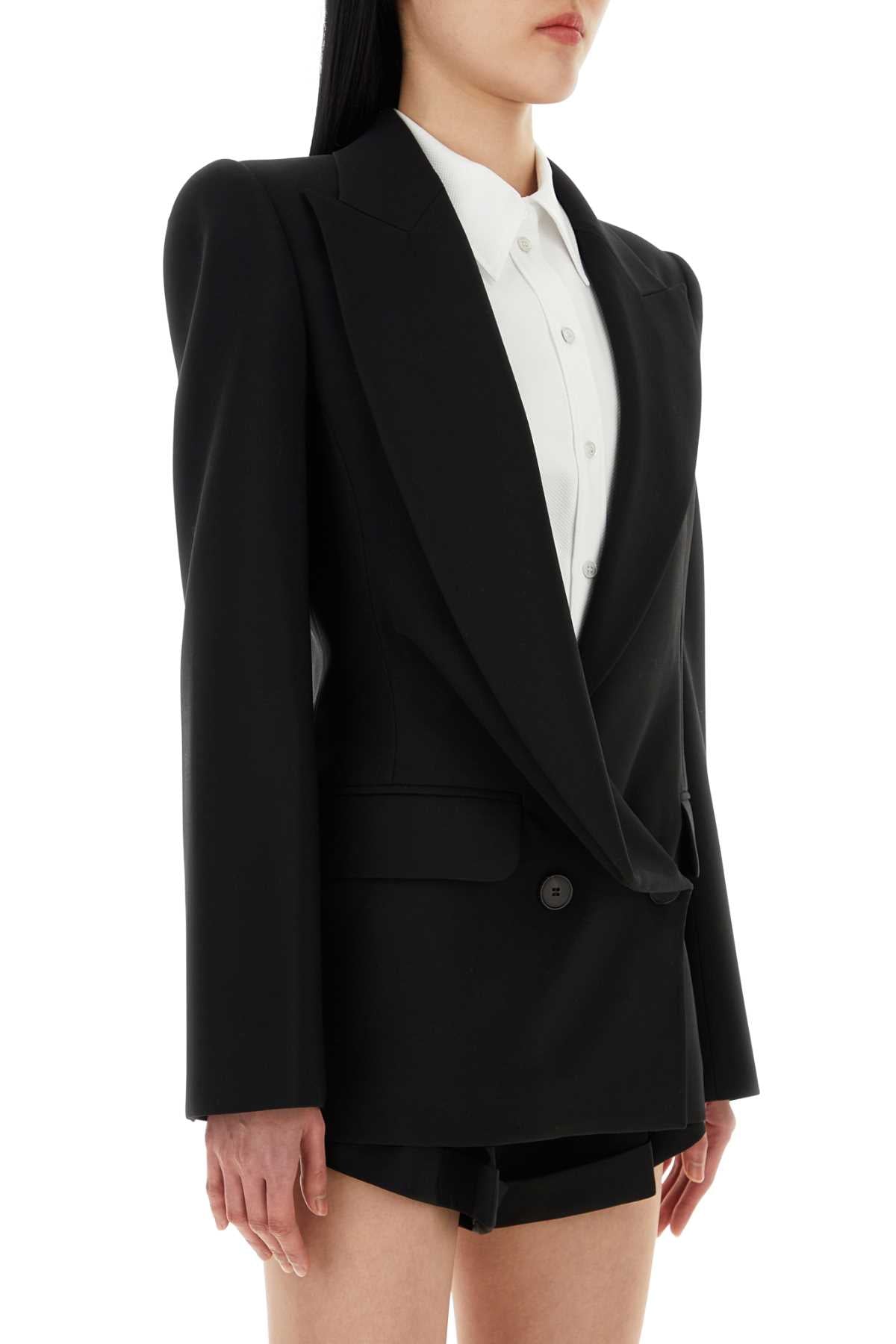 Alexander Mcqueen Women Black Wool Blazer