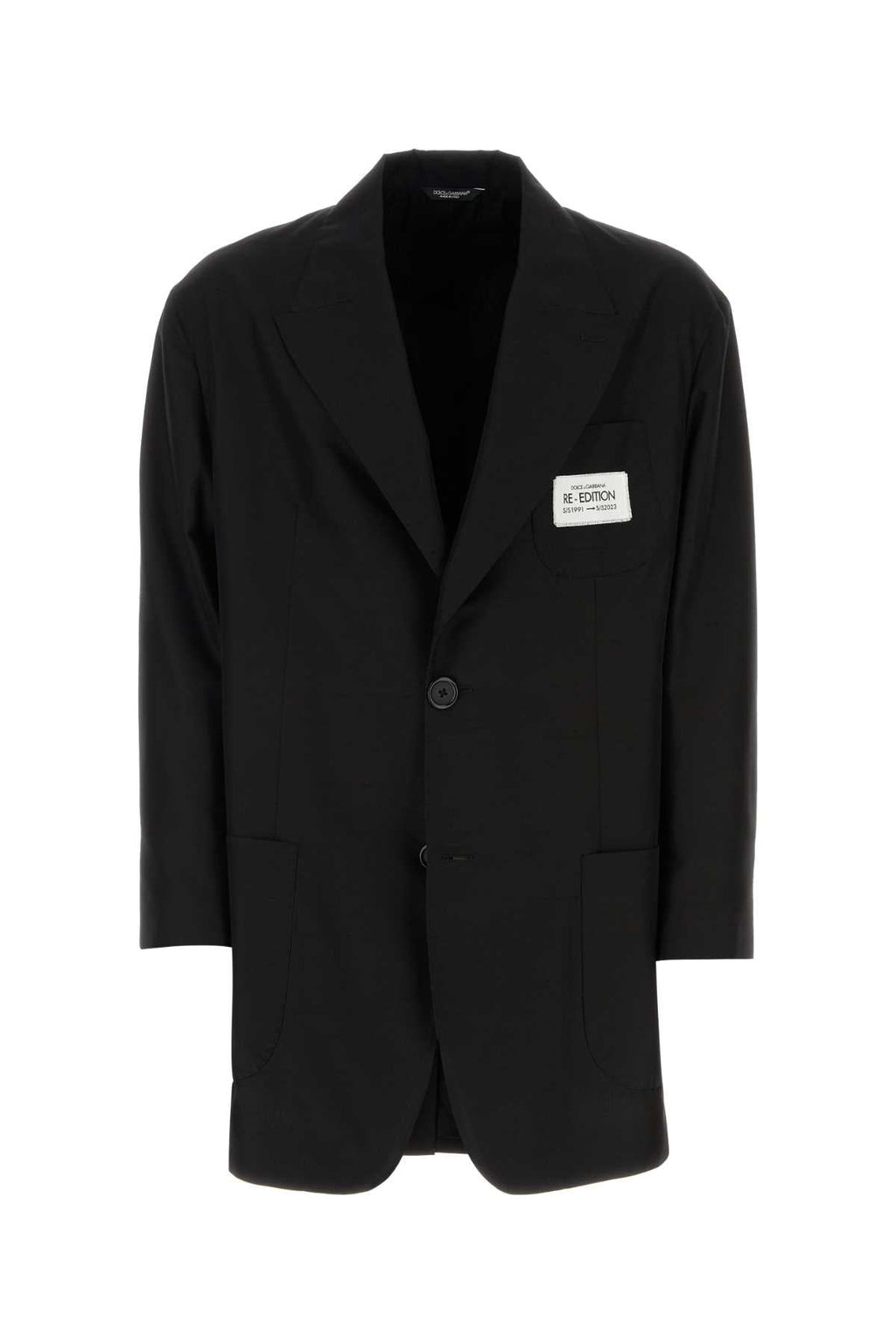 Dolce & Gabbana Men Black Shantung Oversize Blazer