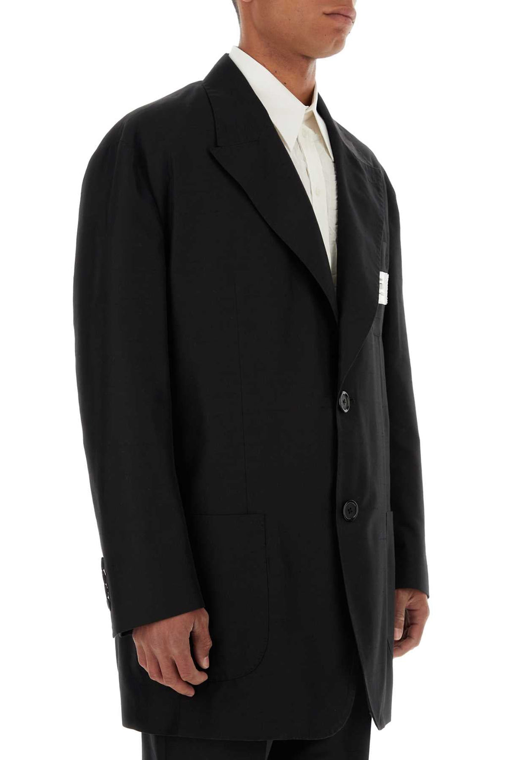 Dolce & Gabbana Men Black Shantung Oversize Blazer