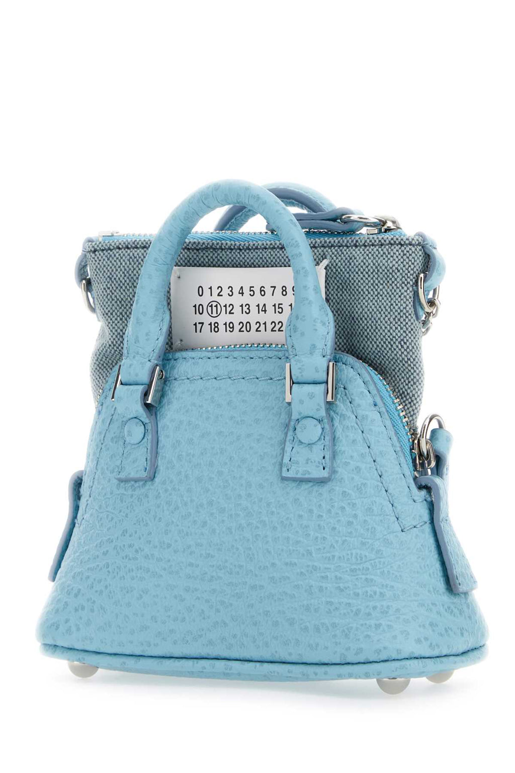 Maison Margiela Women Light Blue Leather And Fabric 5Ac Classique Baby Handbag
