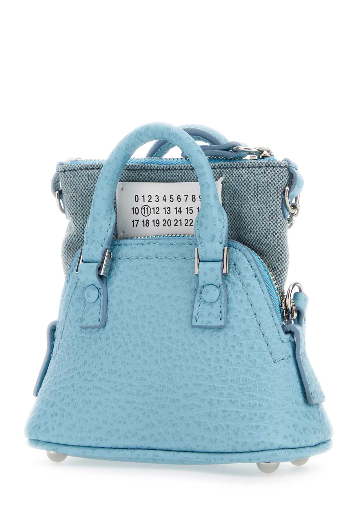 Maison Margiela Women Light Blue Leather And Fabric 5Ac Classique Baby Handbag