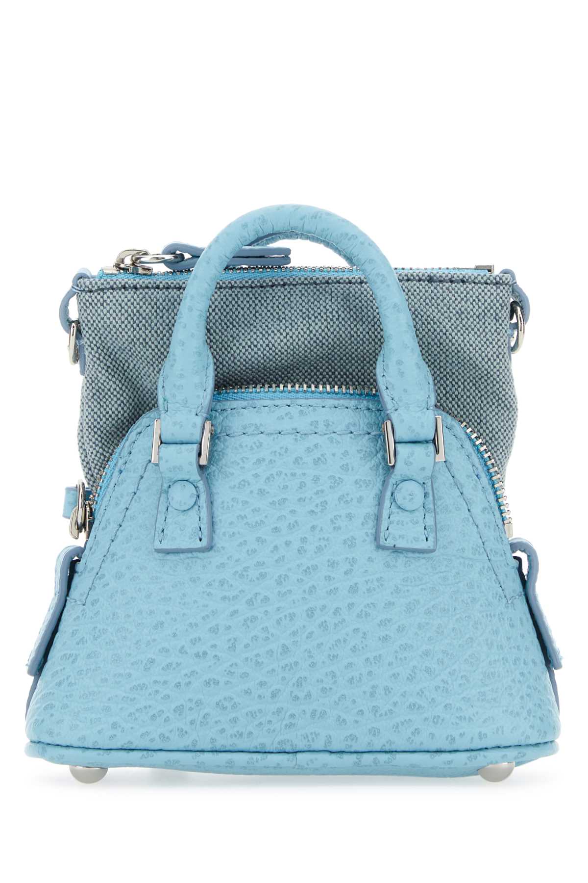 Maison Margiela Women Light Blue Leather And Fabric 5Ac Classique Baby Handbag