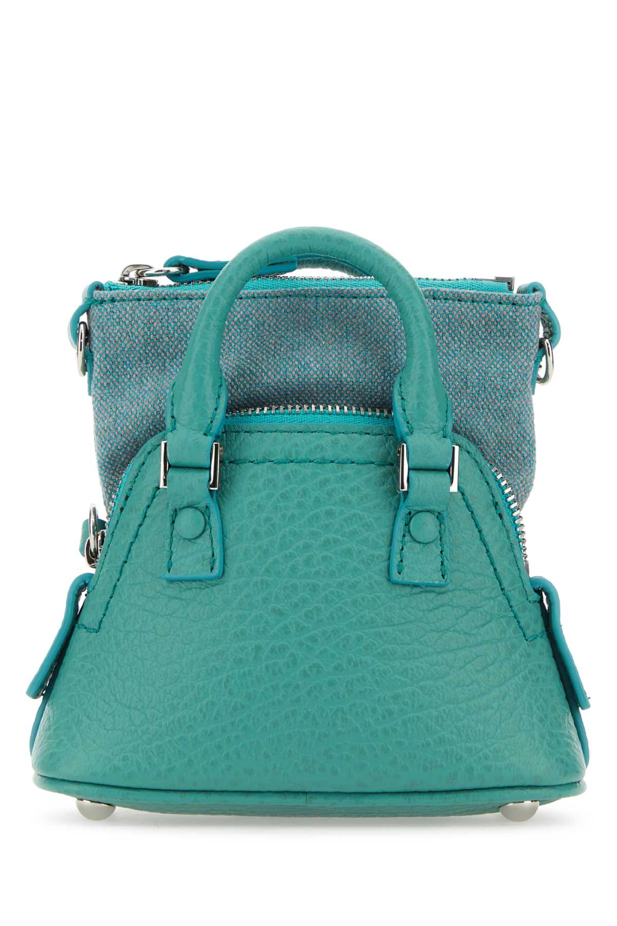 Maison Margiela Women Sea Green Leather And Fabric 5Ac Classique Baby Handbag