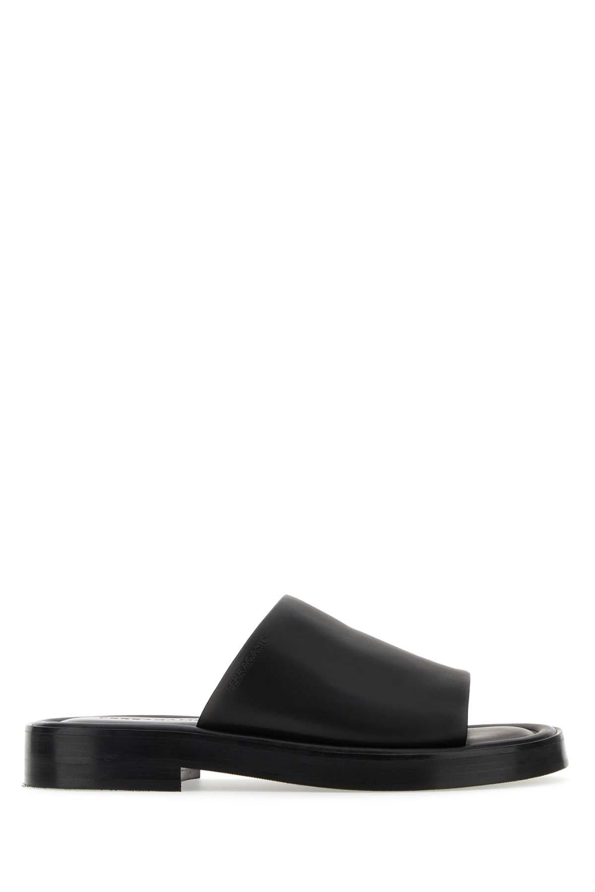 Salvatore Ferragamo Men Black Nappa Leather Slippers