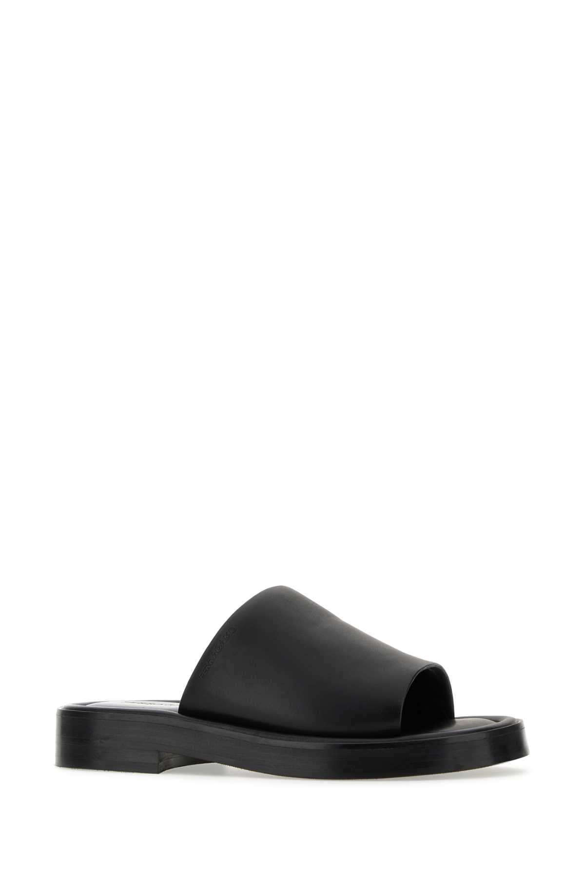 Salvatore Ferragamo Men Black Nappa Leather Slippers