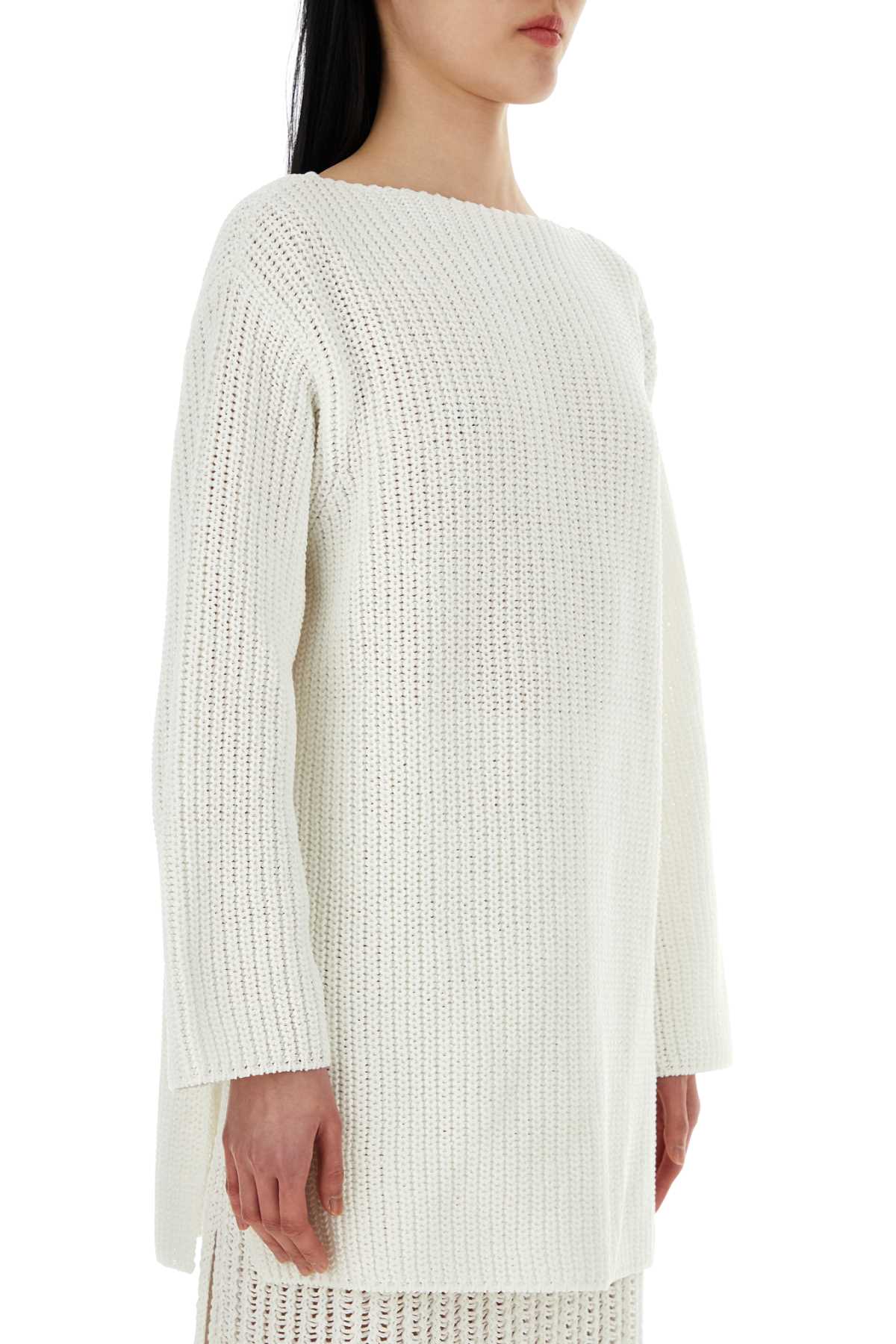 Suéter feminino oversized branco de algodão da Salvatore Ferragamo