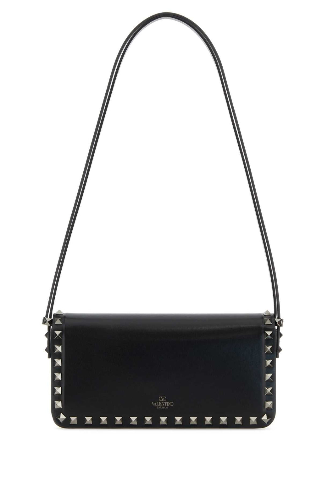 Valentino Garavani Women Black Leather Rockstud Shoulder Bag