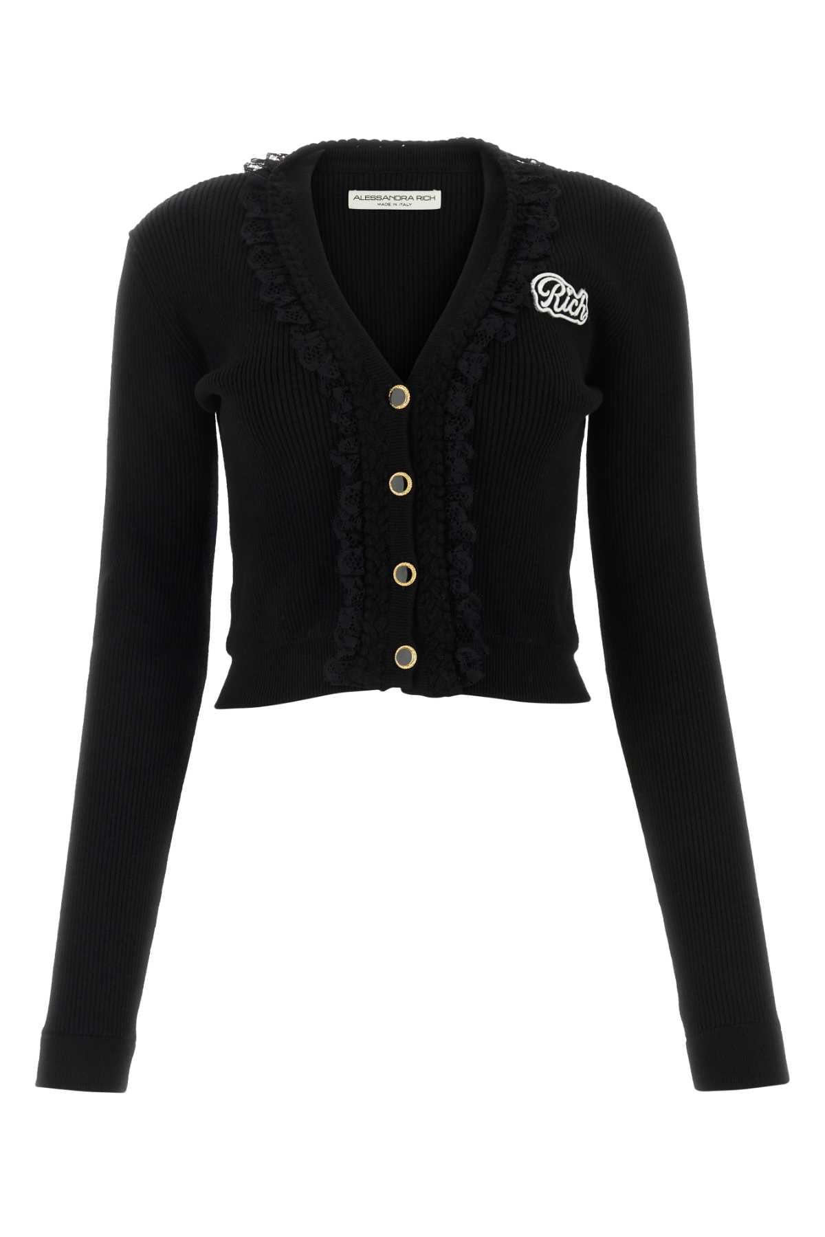 Alessandra Rich Women Black Wool Blend Cardigan