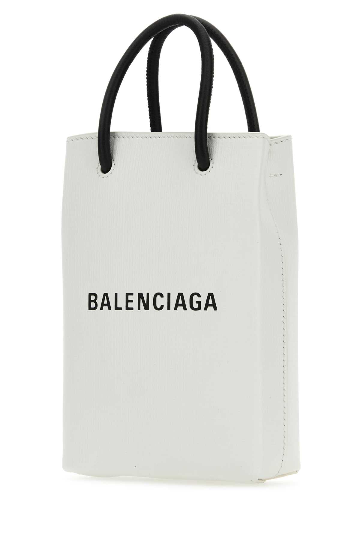 Balenciaga Women White Leather Phone Case