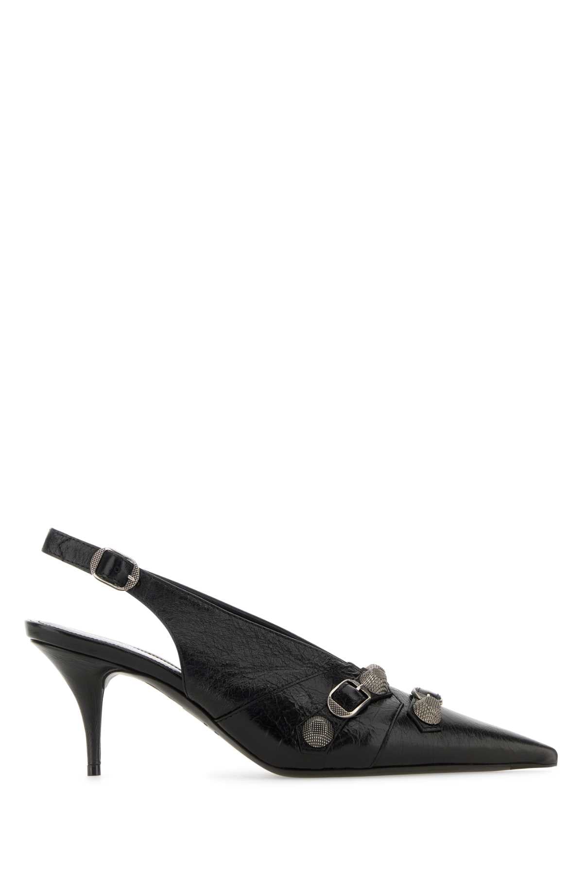 Balenciaga Women Black Leather Cagole Pumps