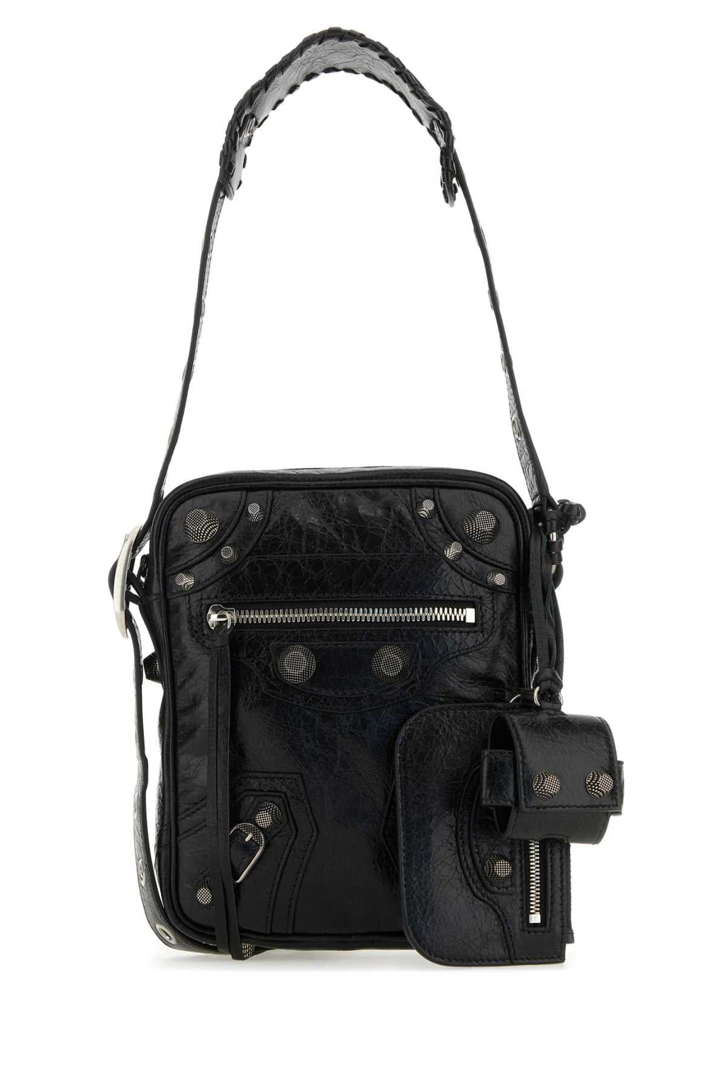 Balenciaga Men Black Leather Le Cagole Men Crossbody Bag