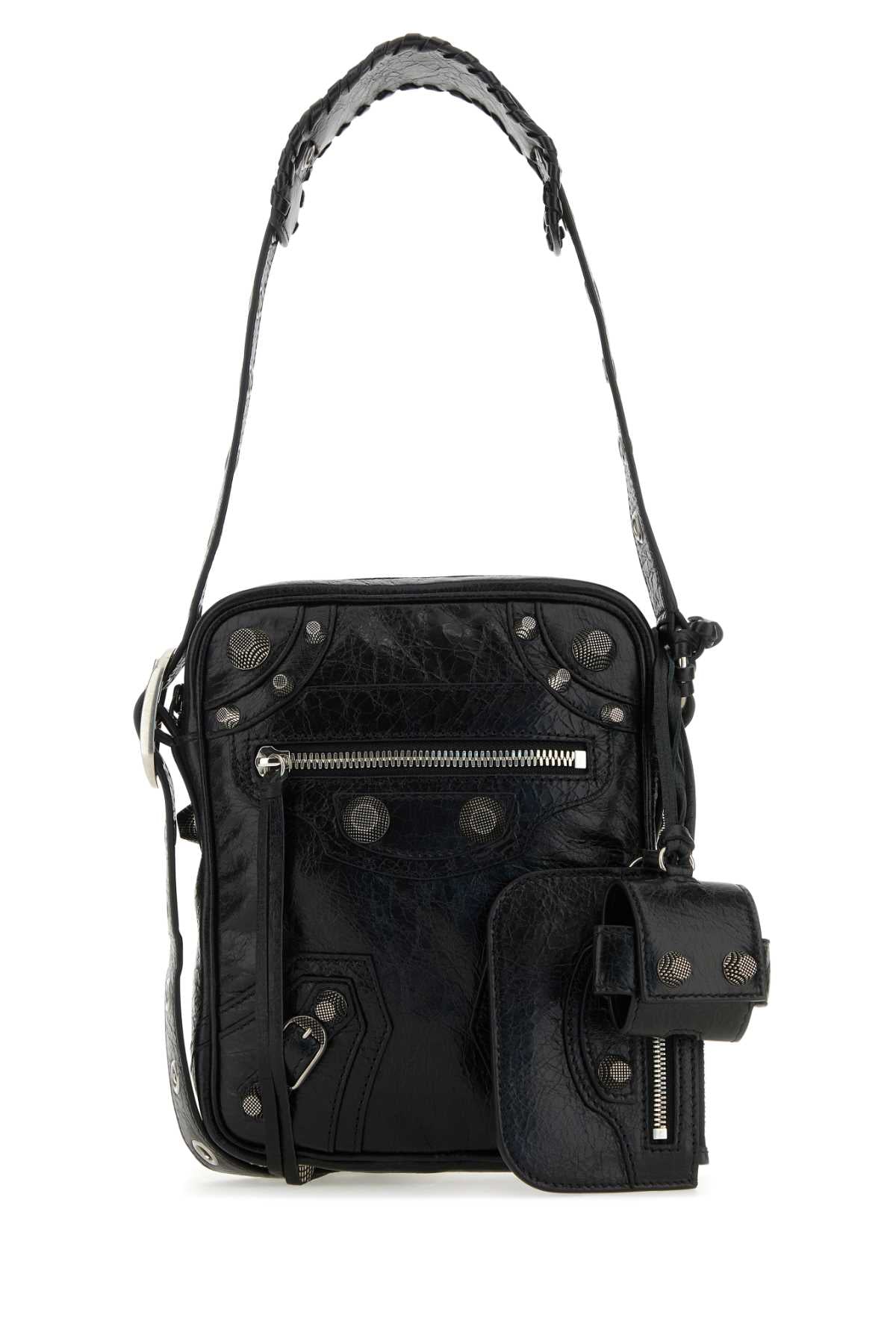 Balenciaga Men Black Leather Le Cagole Men Crossbody Bag