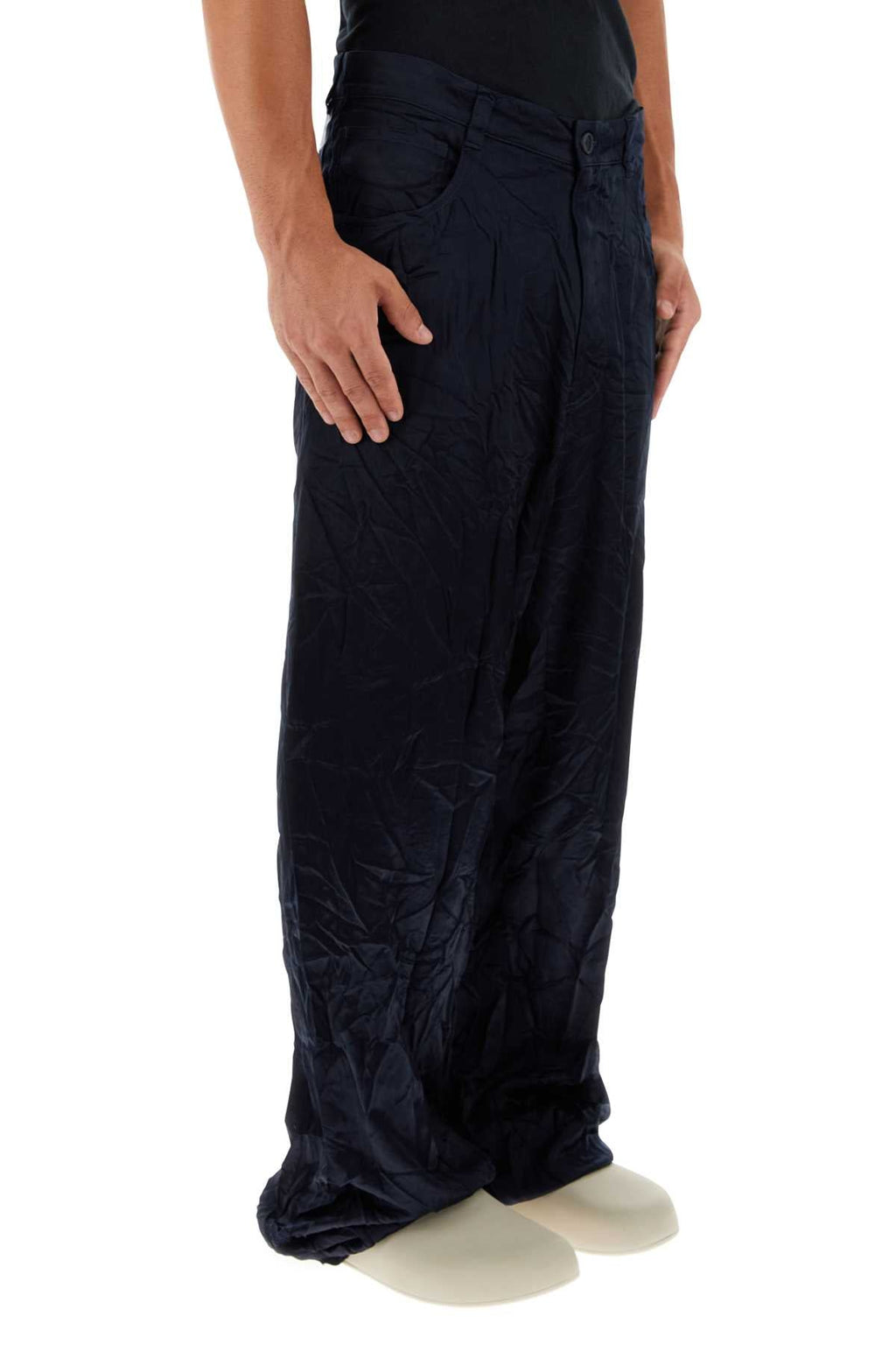 Balenciaga Men Dark Bue Satin 5 Pocket Pant