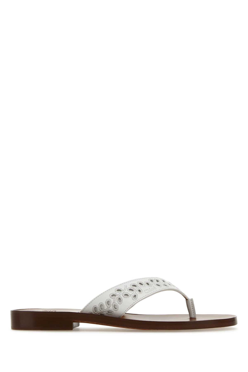 Chloe Women White Leather Paz Chloe X Eres Thong Slippers