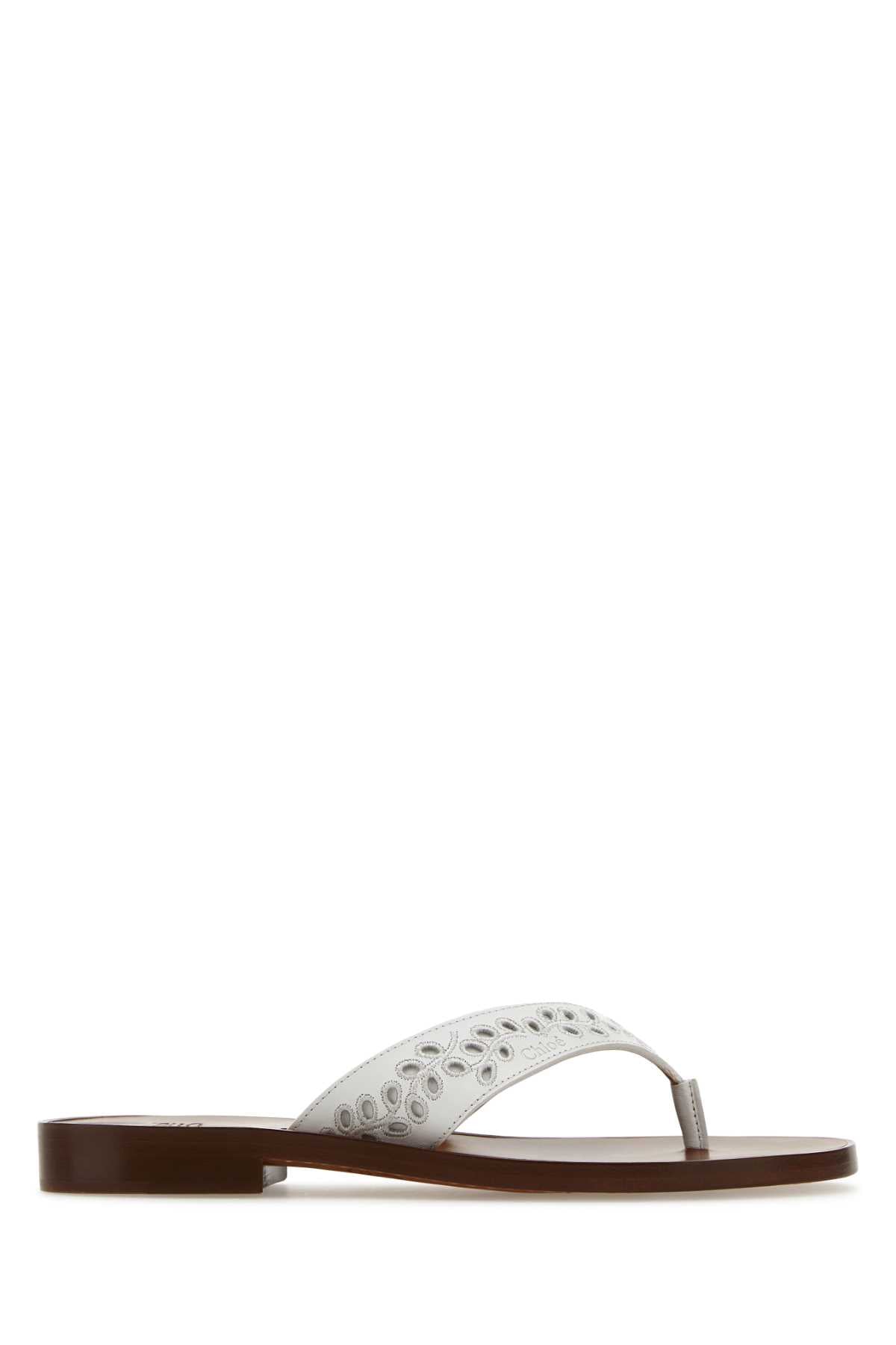 Chloe Women White Leather Paz Chloe X Eres Thong Slippers
