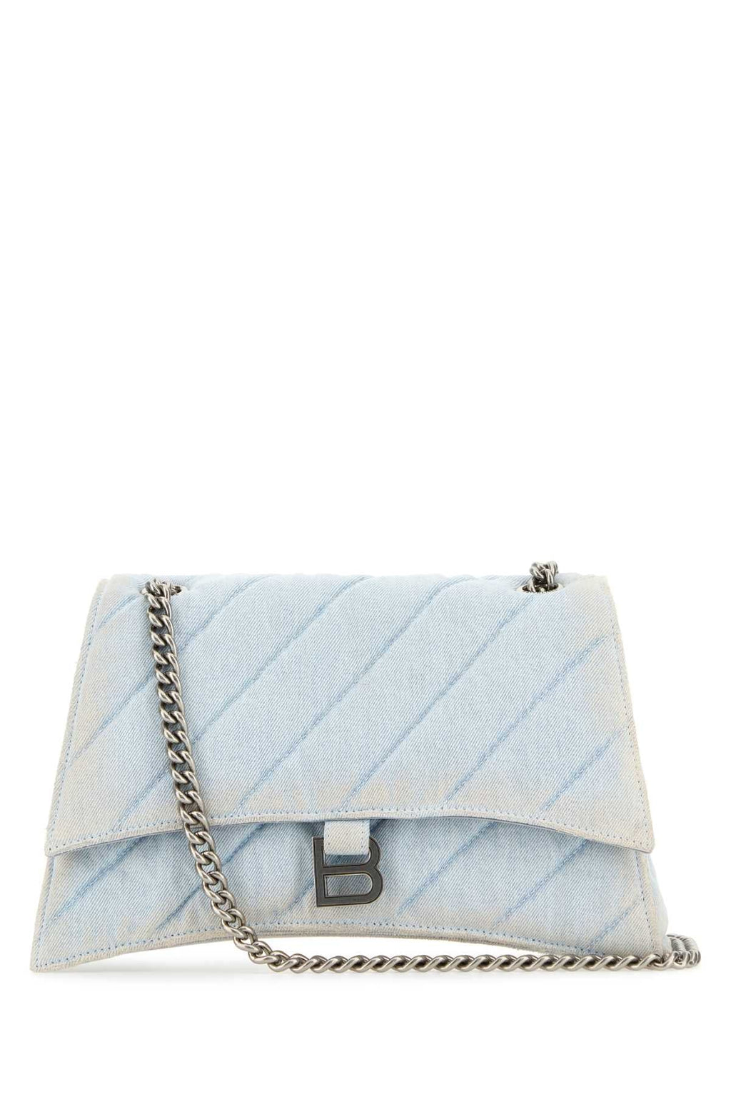 Balenciaga Women Light-Blue Denim Crush M Shoulder Bag