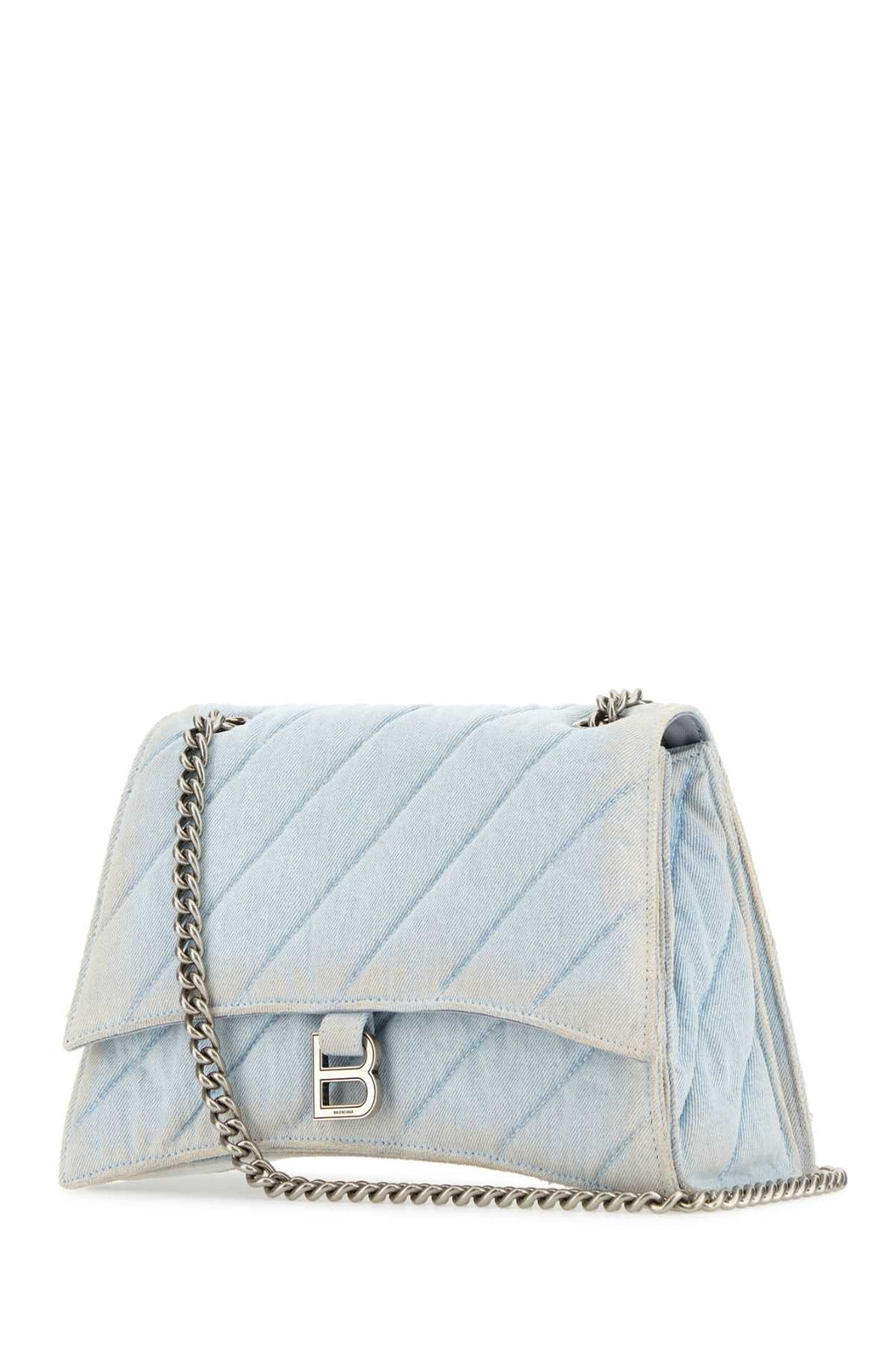 Balenciaga Women Light-Blue Denim Crush M Shoulder Bag