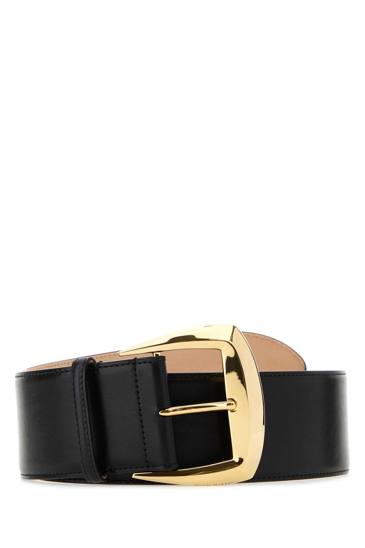Alexander Mcqueen Women Black Leather Belt