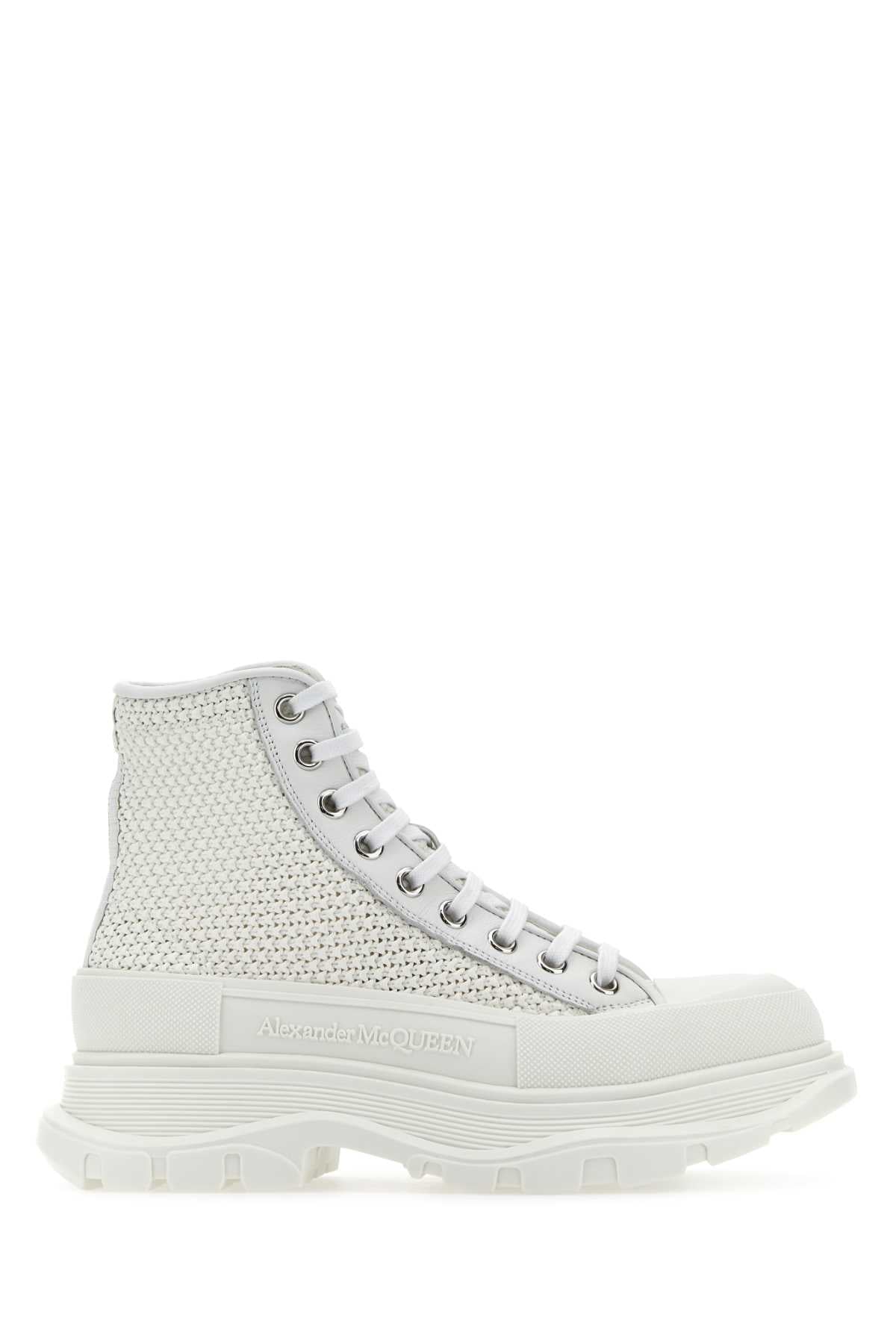 Alexander Mcqueen Women White Raffia Tread Slick Sneakers