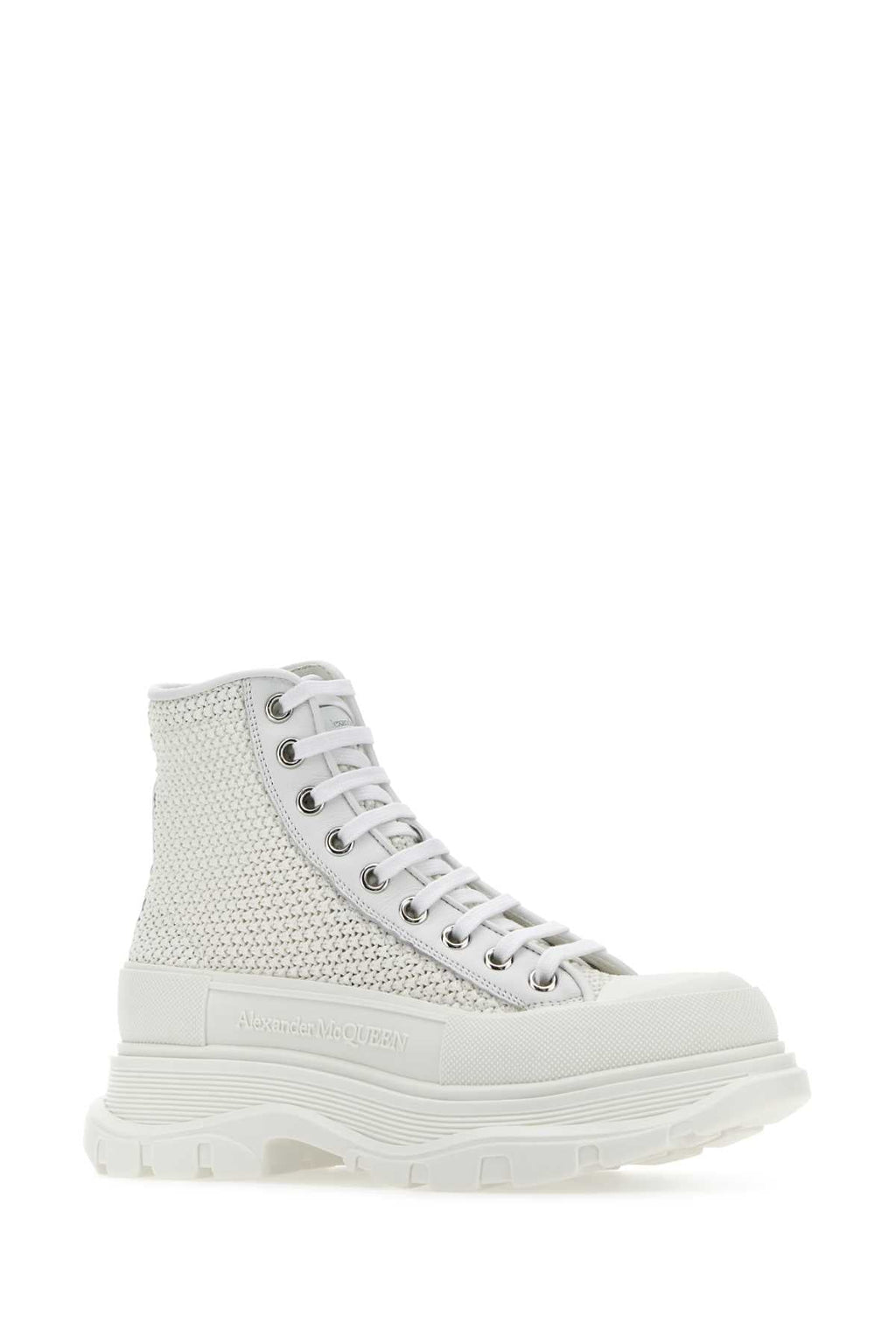 Alexander Mcqueen Women White Raffia Tread Slick Sneakers