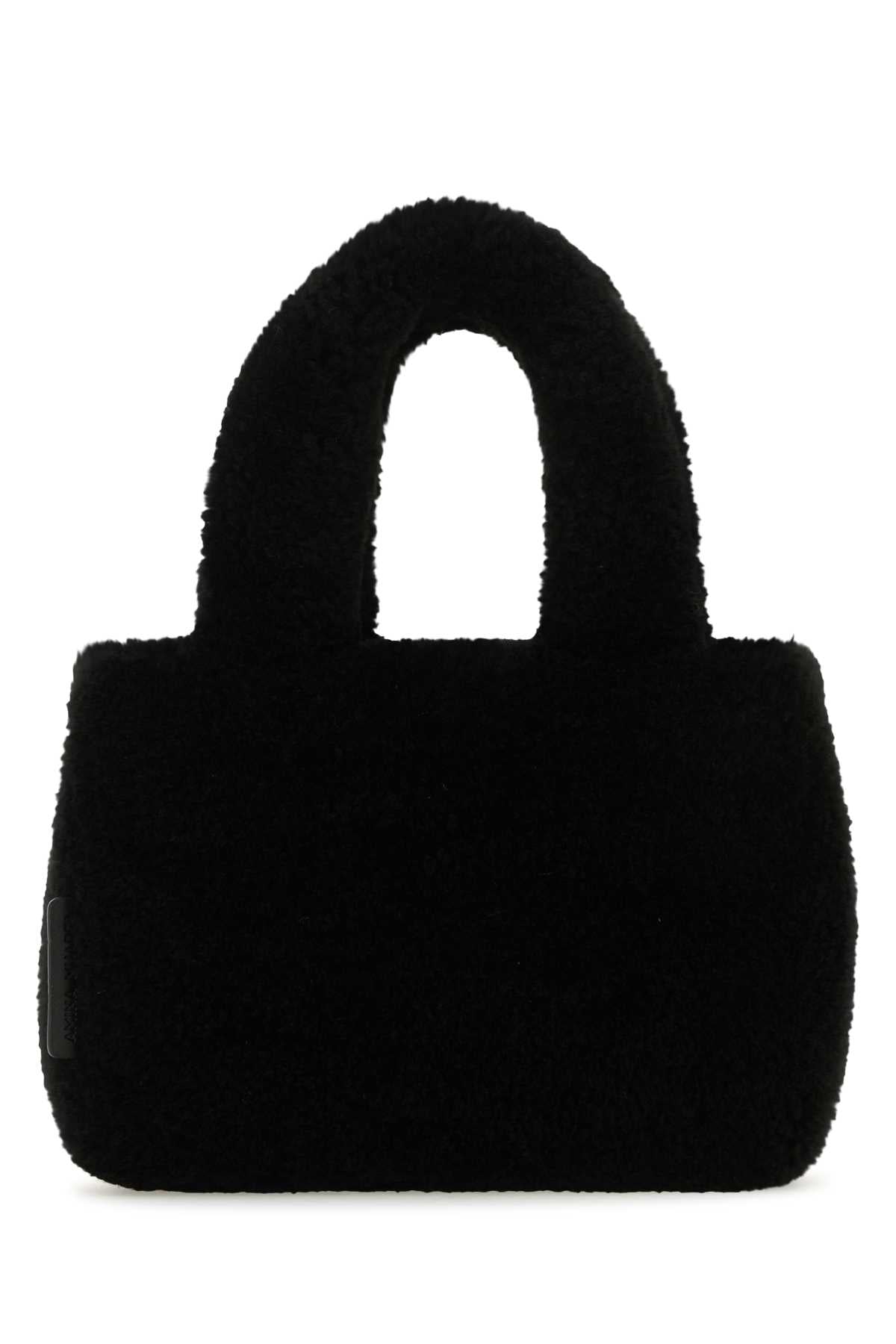 Amina Muaddi Women Black Shearling Amini Giuly Handbag