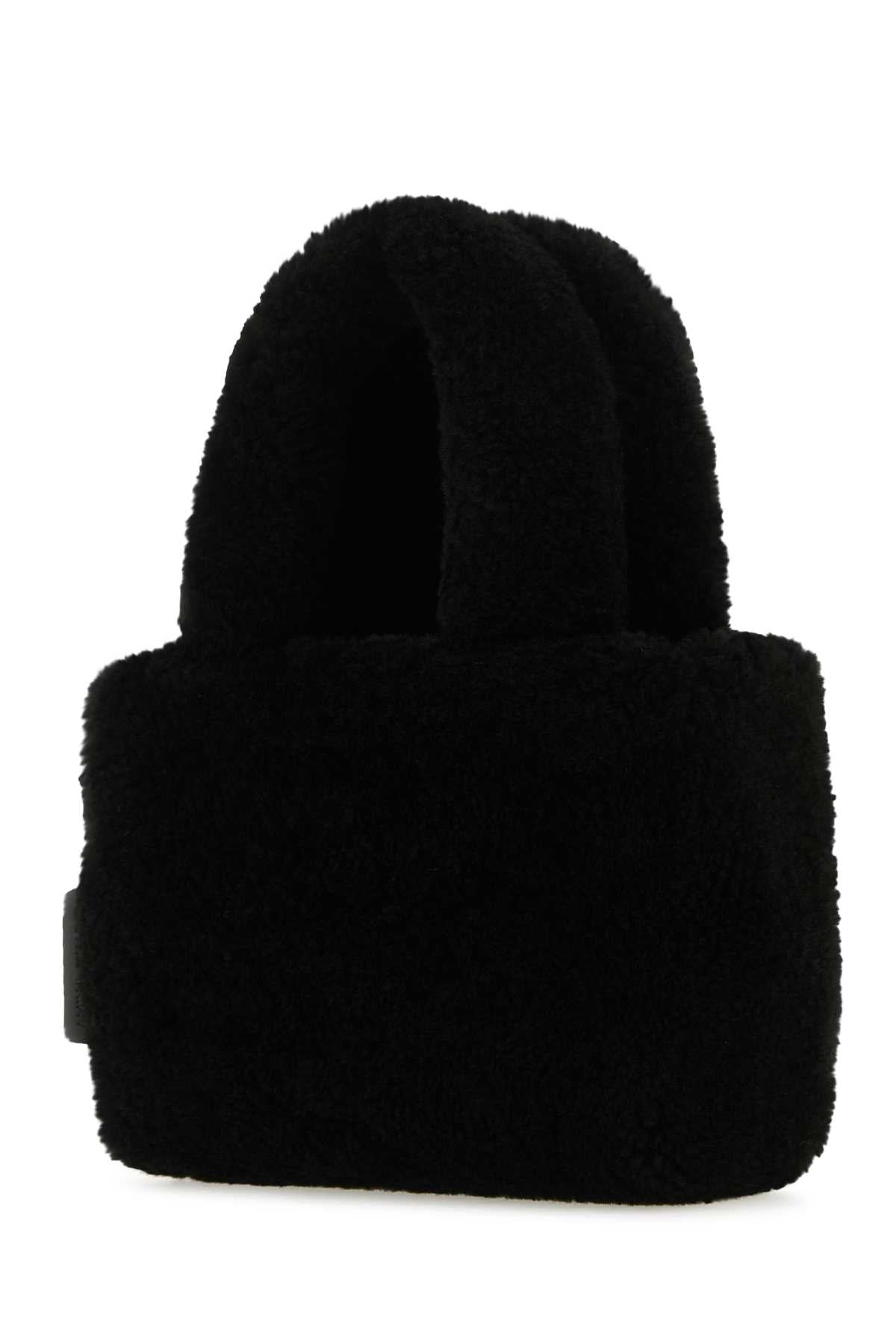 Amina Muaddi Women Black Shearling Amini Giuly Handbag