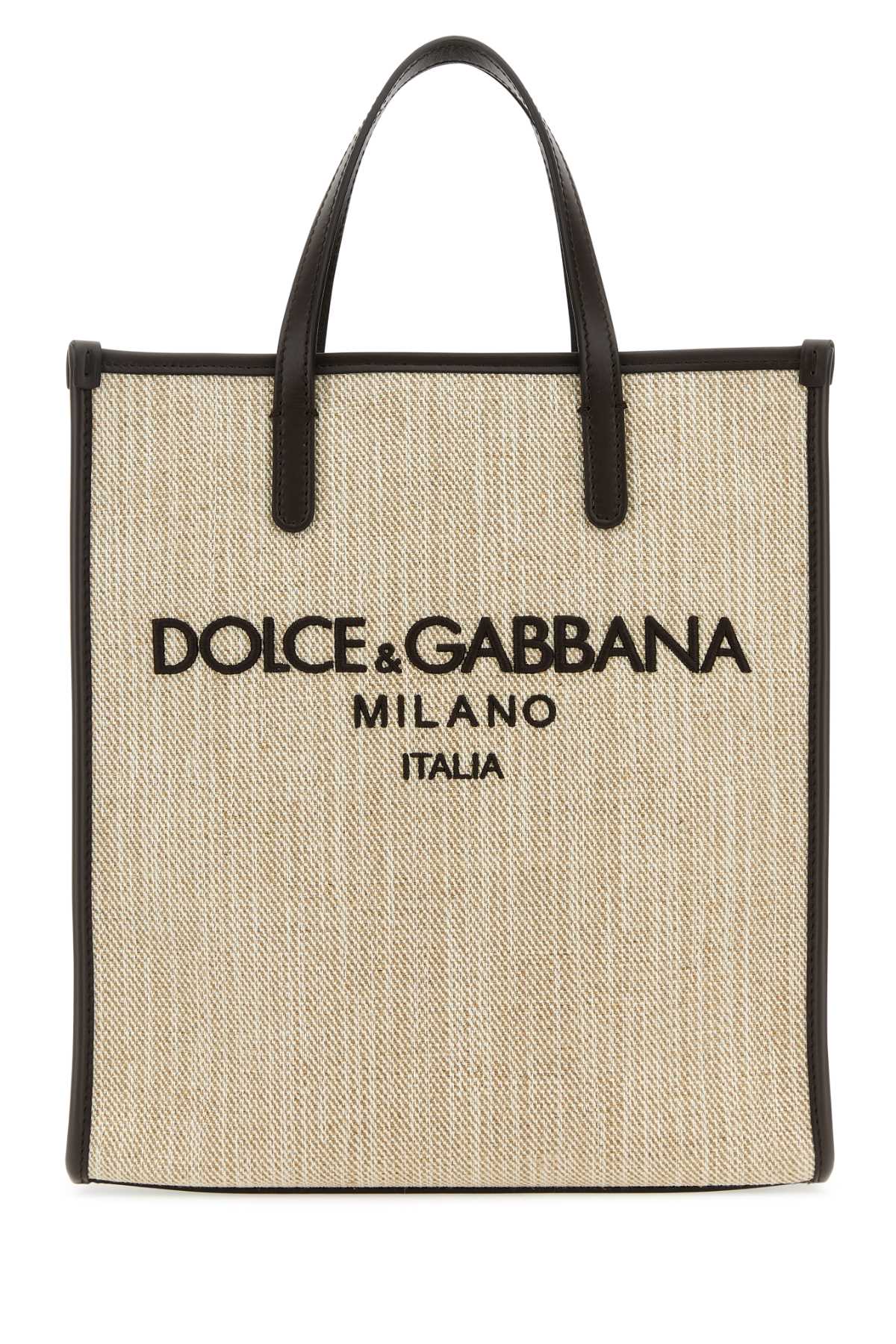 Dolce & Gabbana Men Sand Canvas Small Shopping Bag