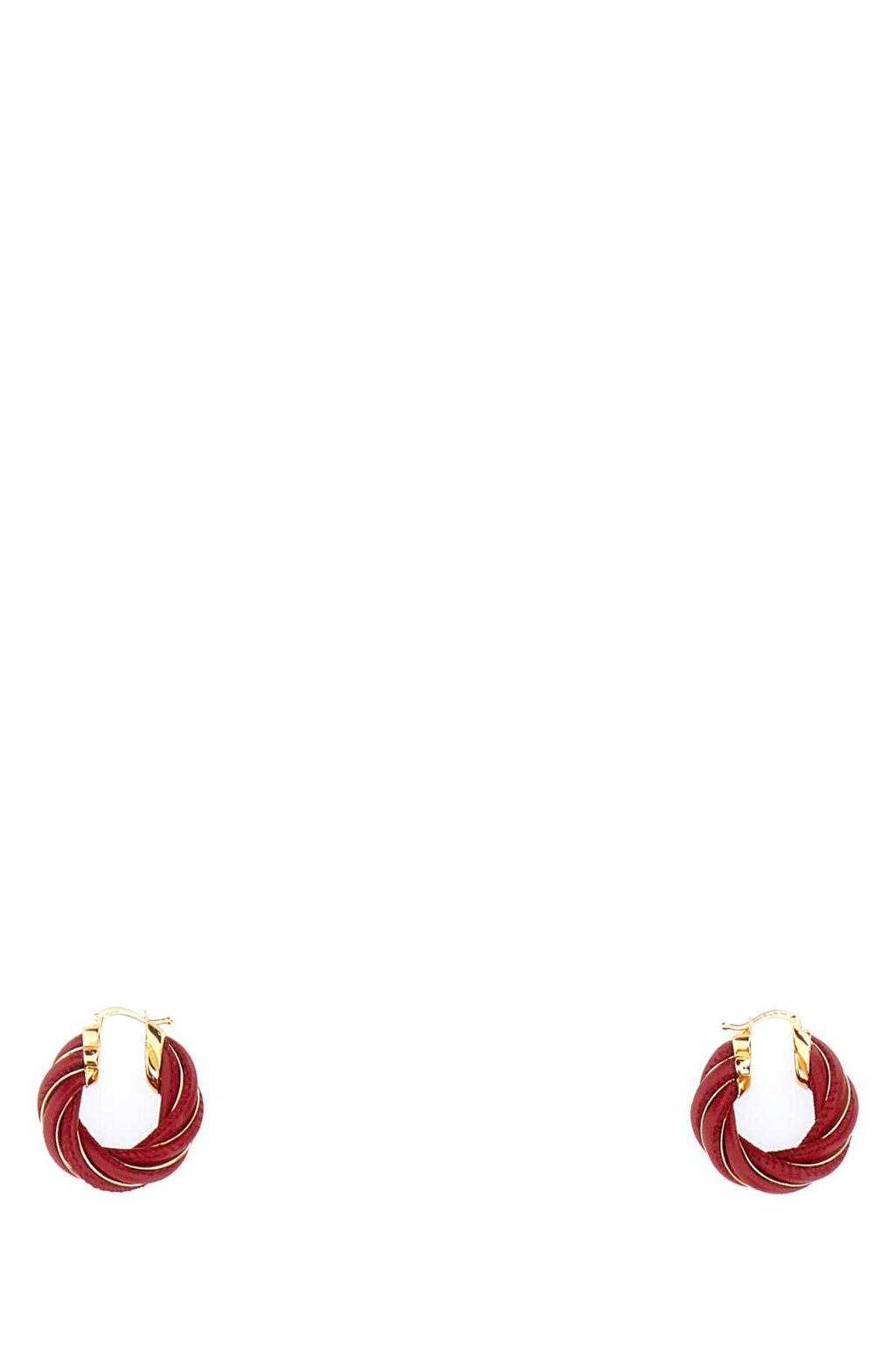 Bottega Veneta Women Tiziano Red Nappa Leather And 925 Silver Twist Earrings