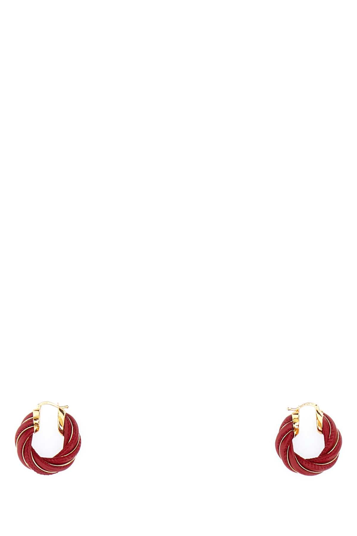 Bottega Veneta Women Tiziano Red Nappa Leather And 925 Silver Twist Earrings