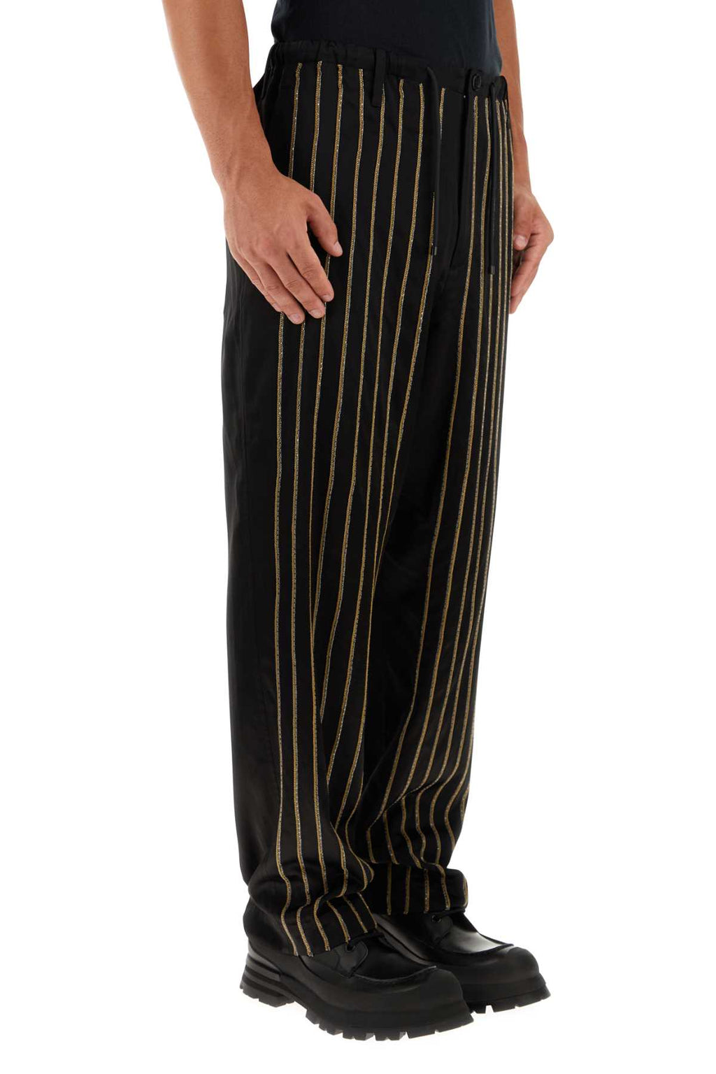 Dries Van Noten Men Black Viscose Blend Pant