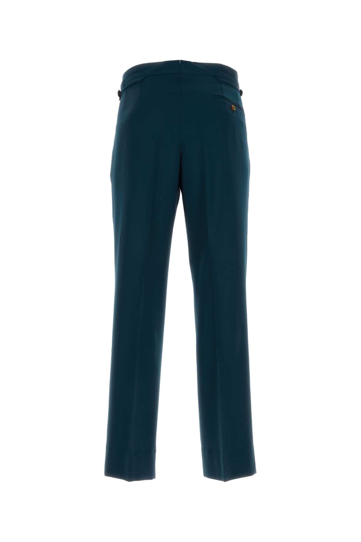 Vivienne Westwood Men Petrol Blue Wool Sang Pant