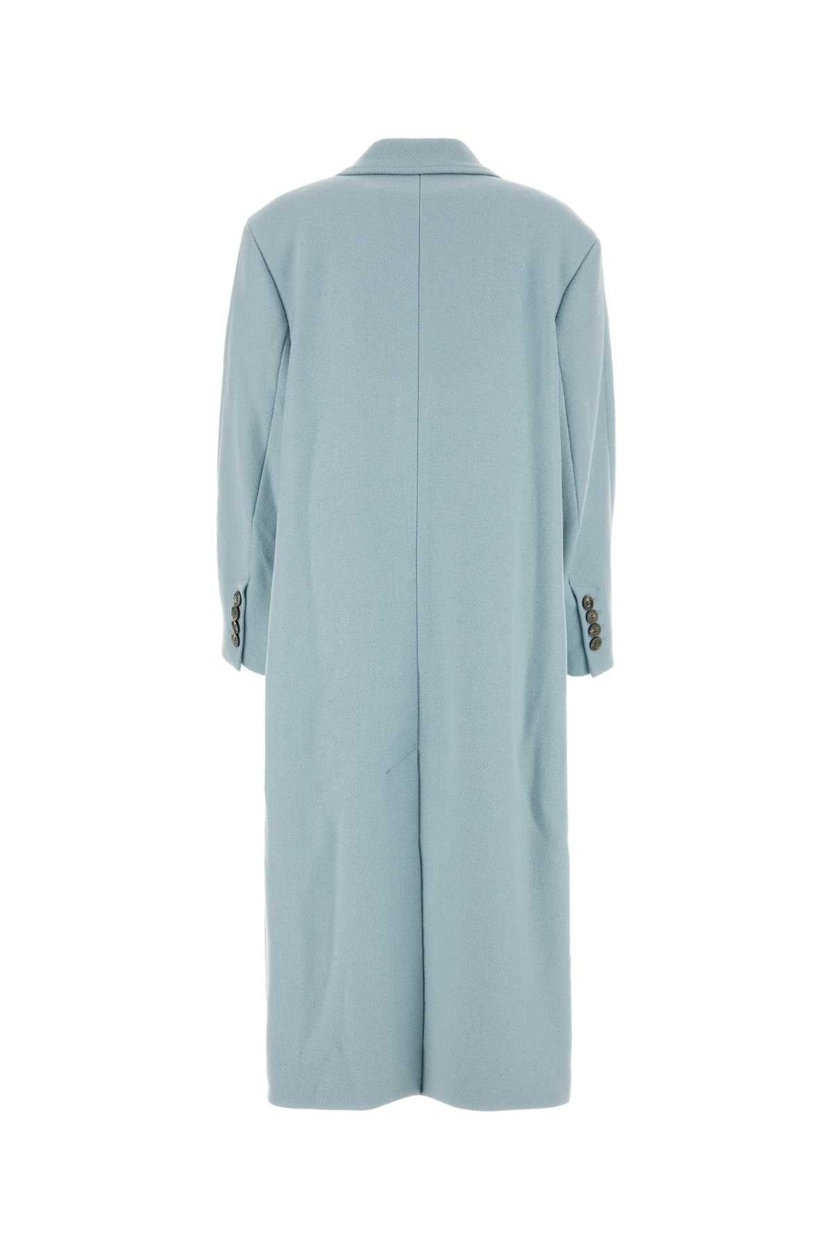 Ami Women Powder Blue Wool Blend Coat