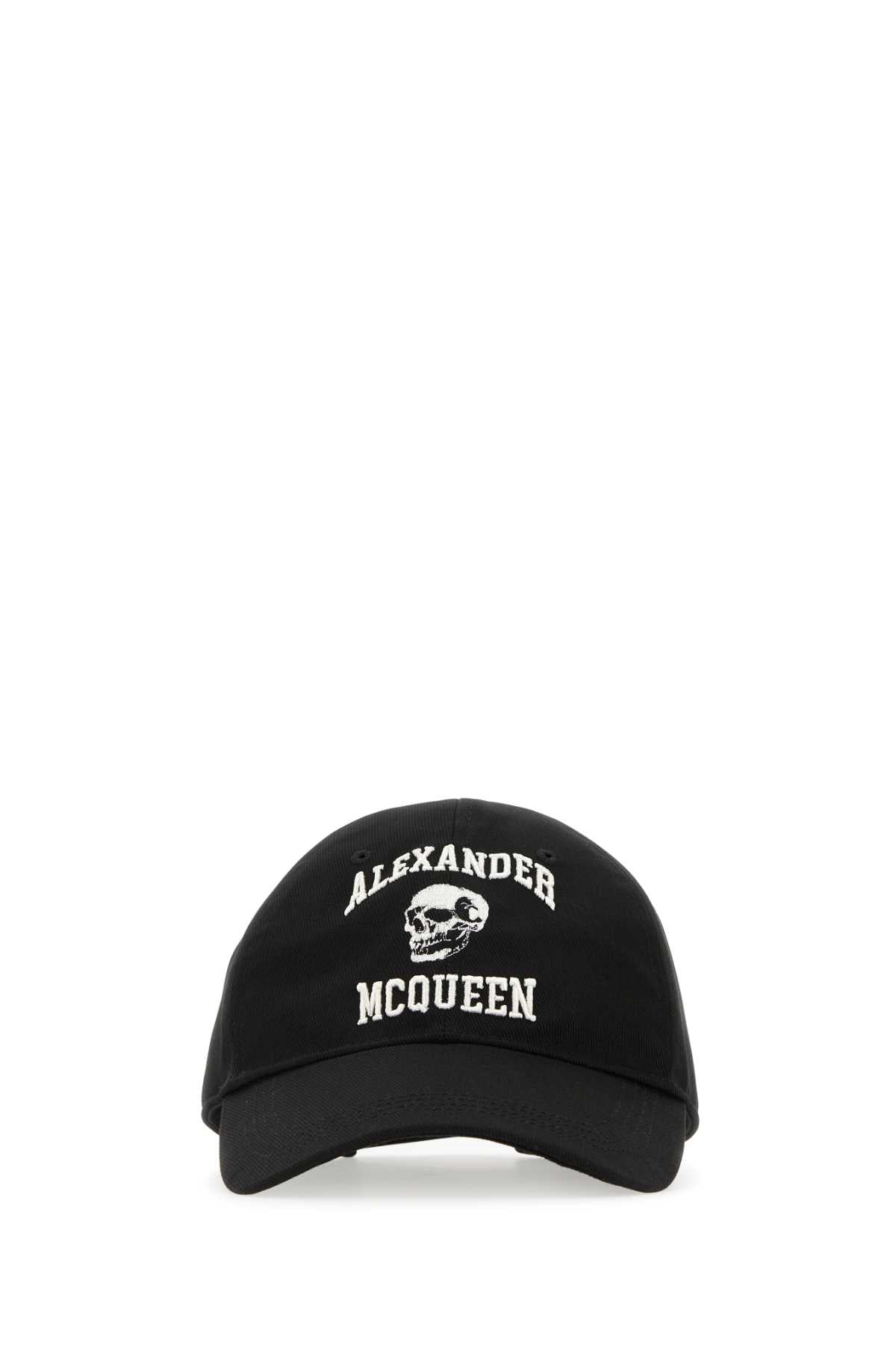 Alexander Mcqueen Men Black Cotton Varsity Skull Baseball Cap