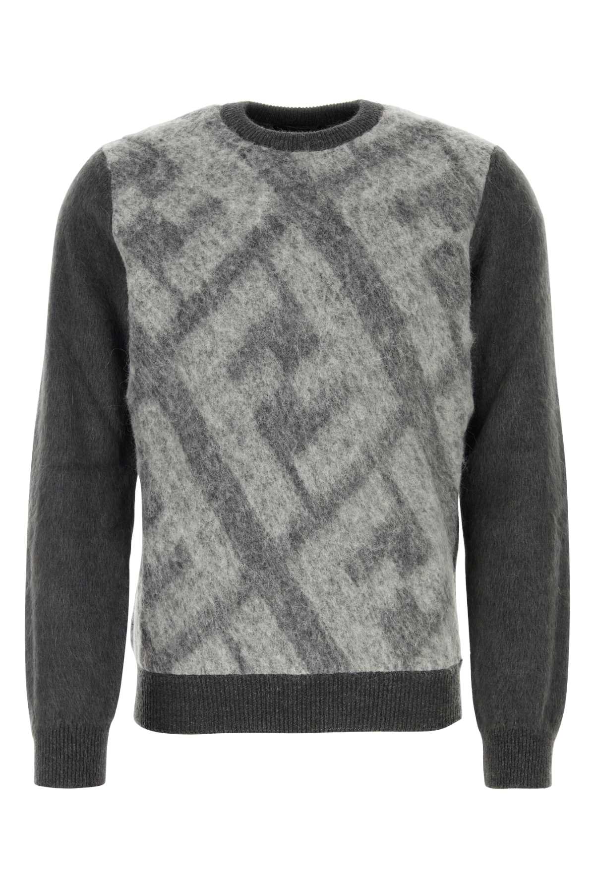 Fendi Men Embroidered Wool Blend Sweater