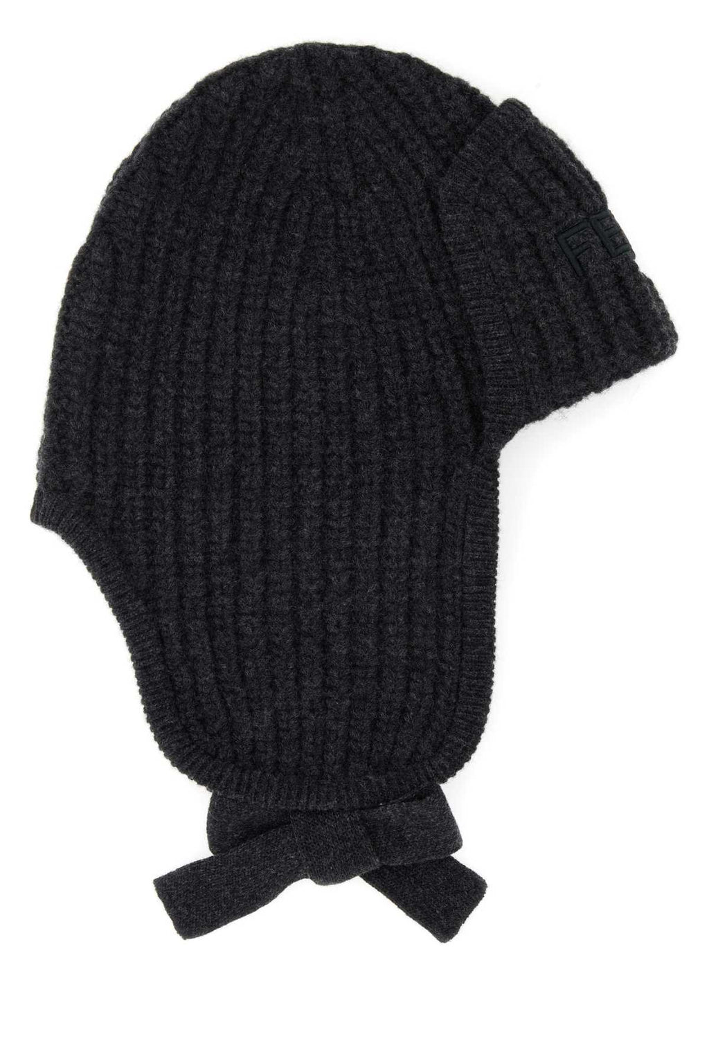 Fendi Men Melange Graphite Wool Beanie Hat