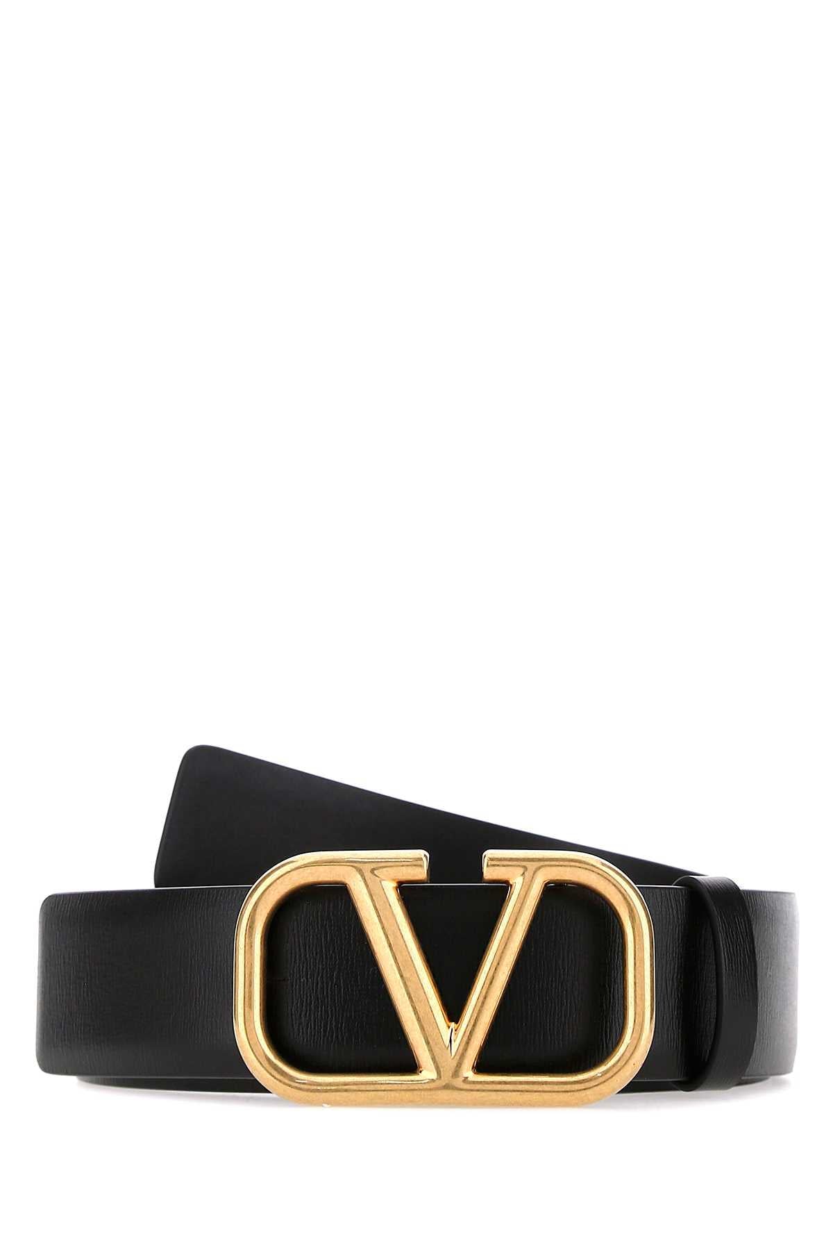 Valentino Garavani Men Black Leather Vlogo Signature Belt