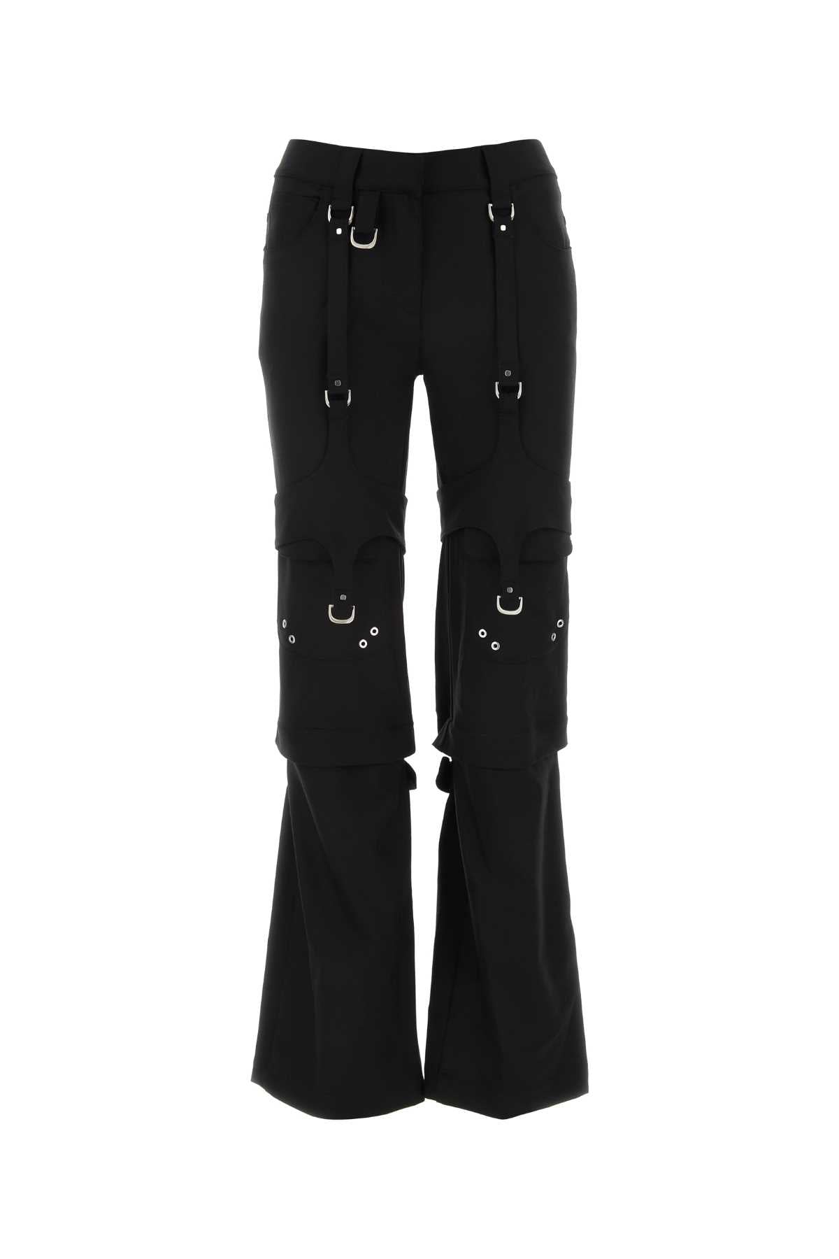 Off White Women Black Stretch Polyester Blend Cargo Pant