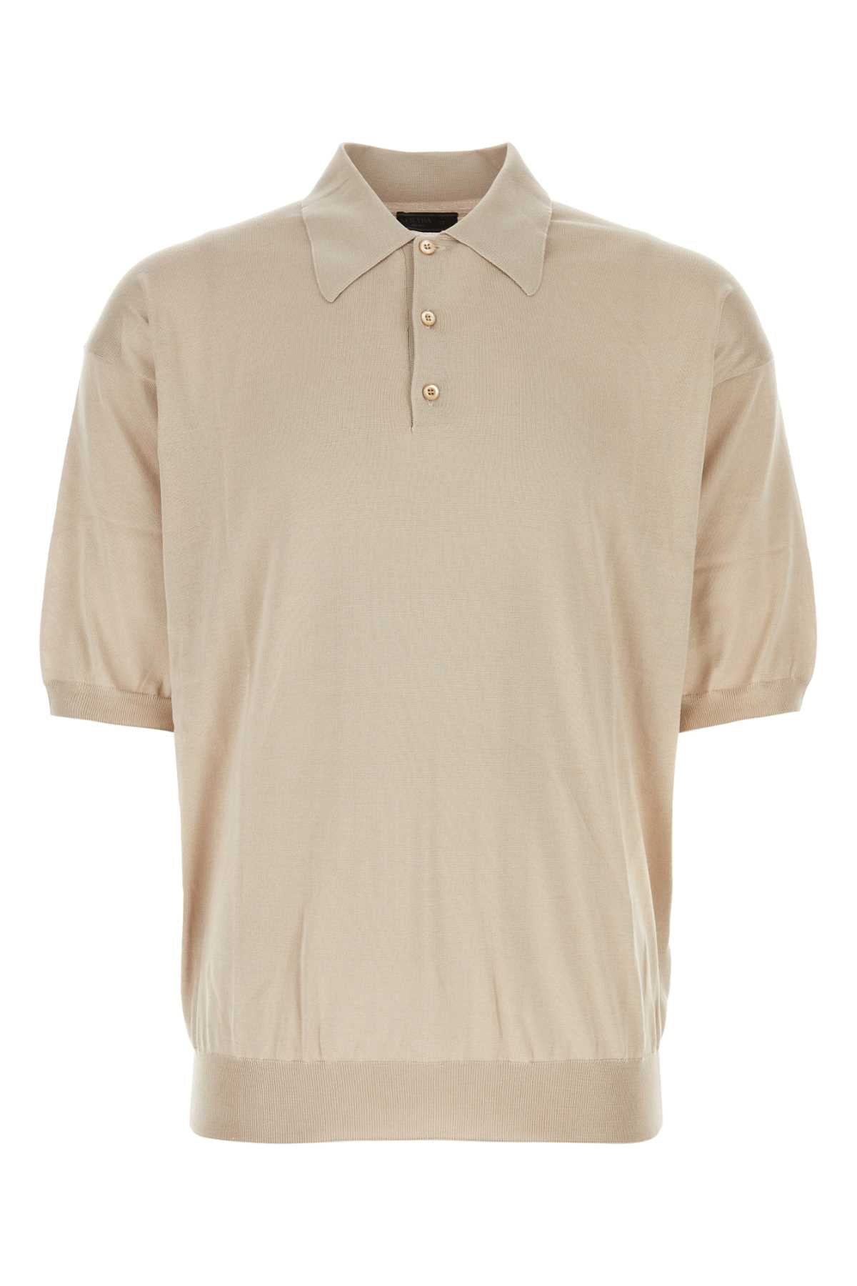 Prada Men Sand Silk Polo Shirt
